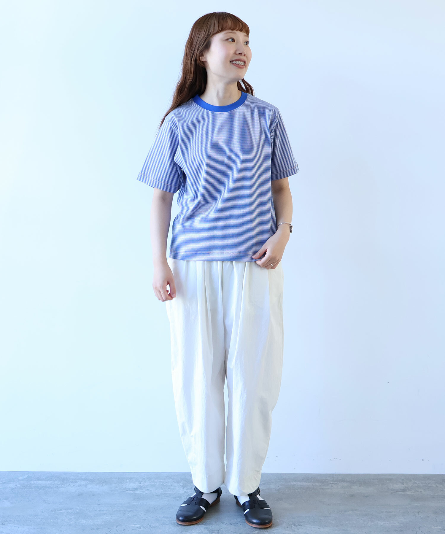 AMBIDEX Store △ミジンボーダー 半袖Tシャツ(F アオ): bulle de