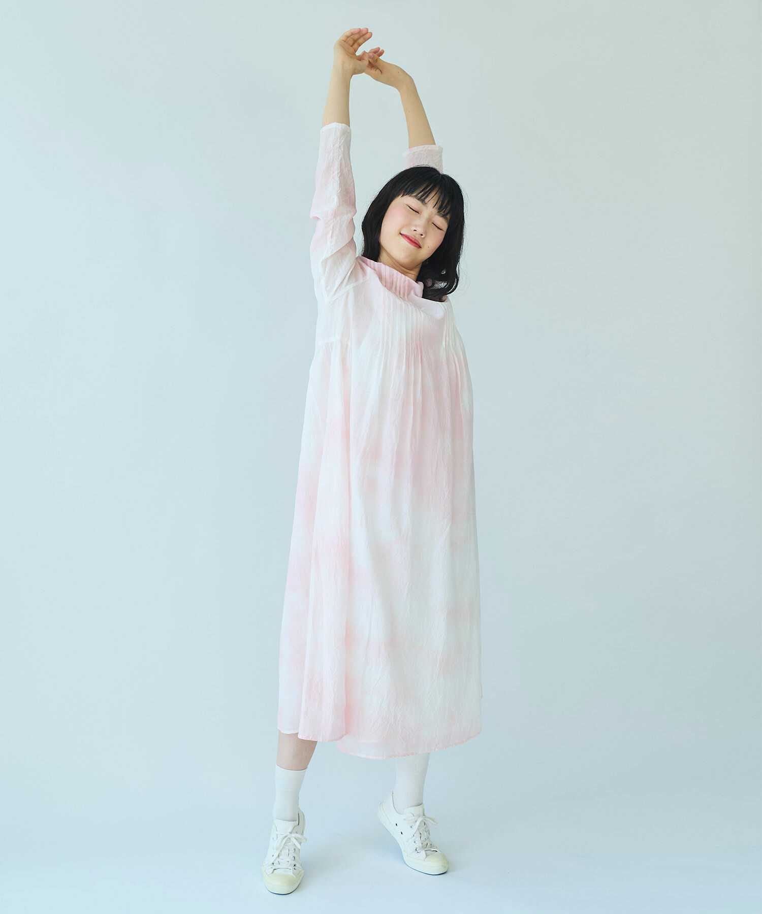 ぴんく商品 AMBIDEX Store 〇 pink 無回転染め ピンタックワンピース(F