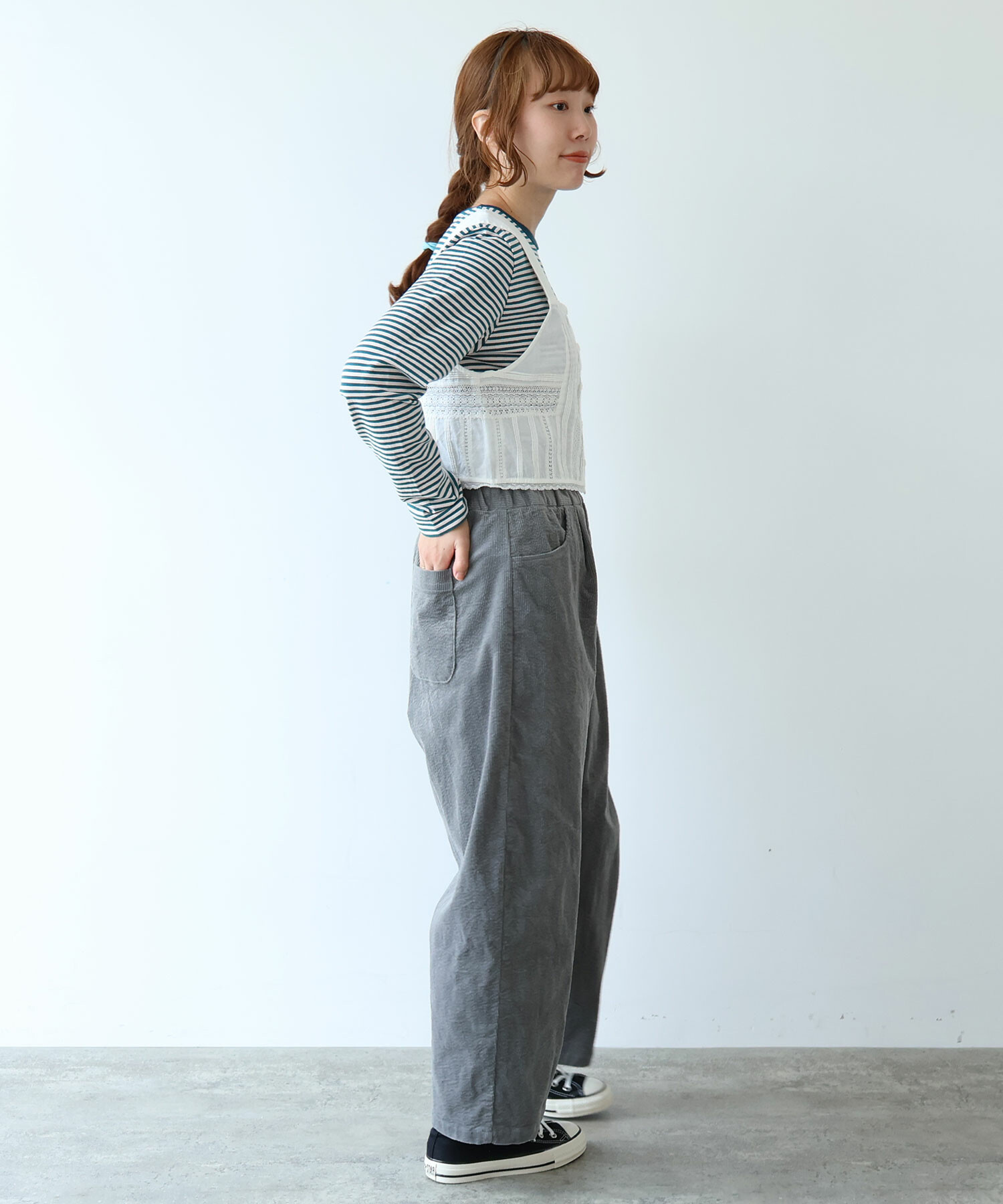 AMBIDEX Store ○ 11W サッカーコーデュロイ パンツ(F アイボリー