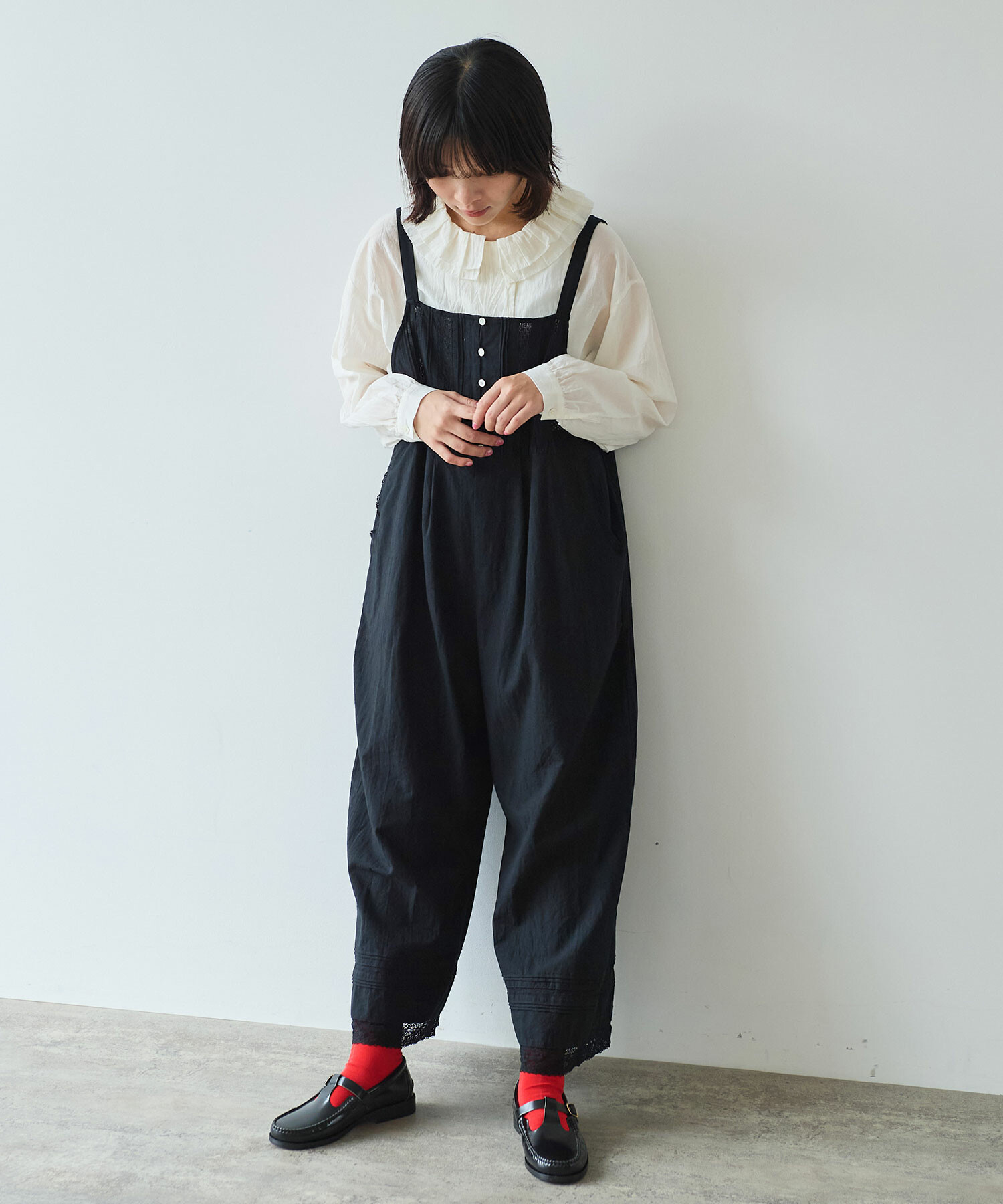 AMBIDEX Store 〇 lace patchwork サロペット(F クロ): bulle de savon