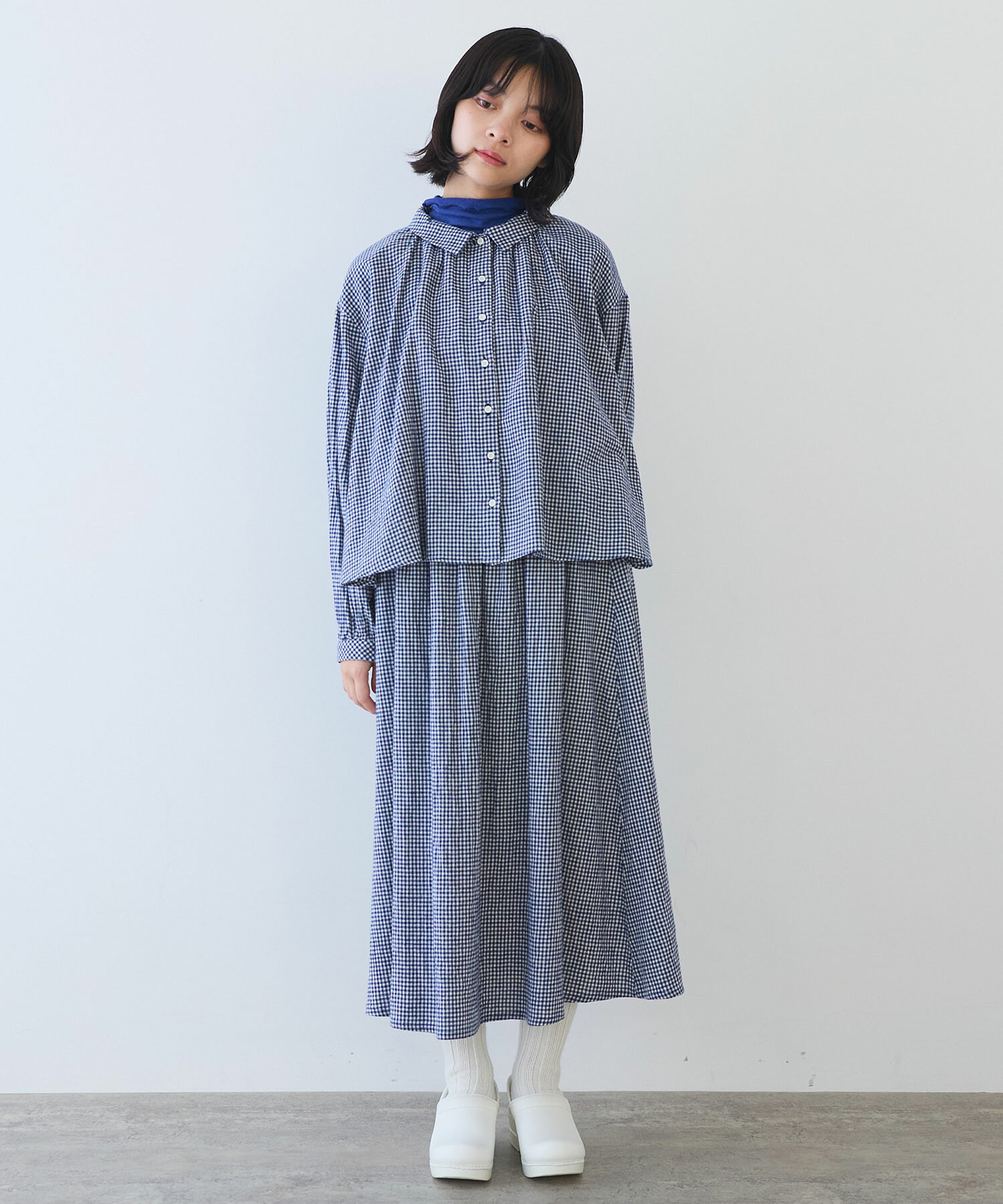 AMBIDEX Store 〇 fuwa fuwa ギンガム スカート(F アオ): bulle de savon