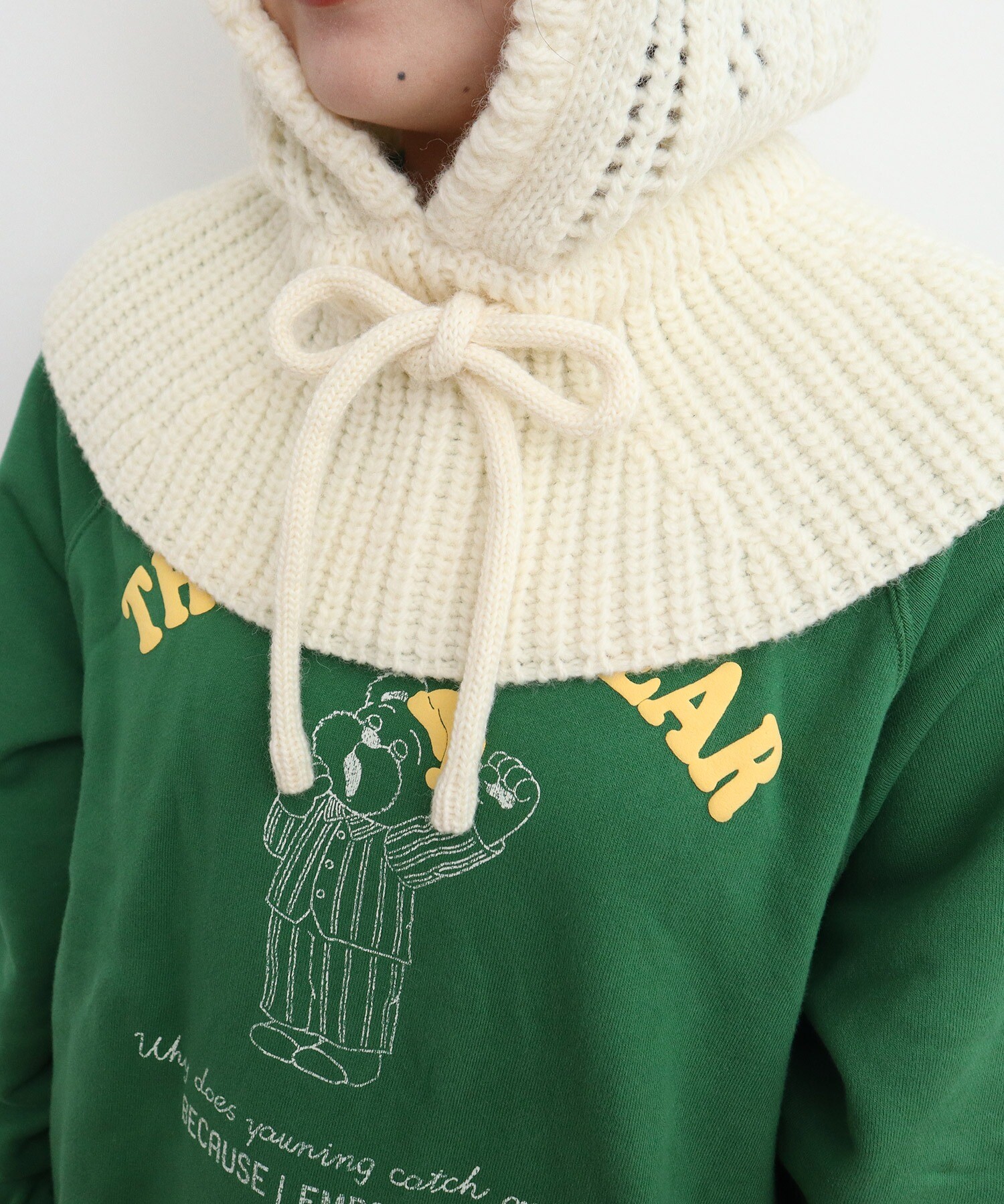 AMBIDEX Store ○1/3Wool 透かし編み フード(F キナリ): CHILD WOMAN