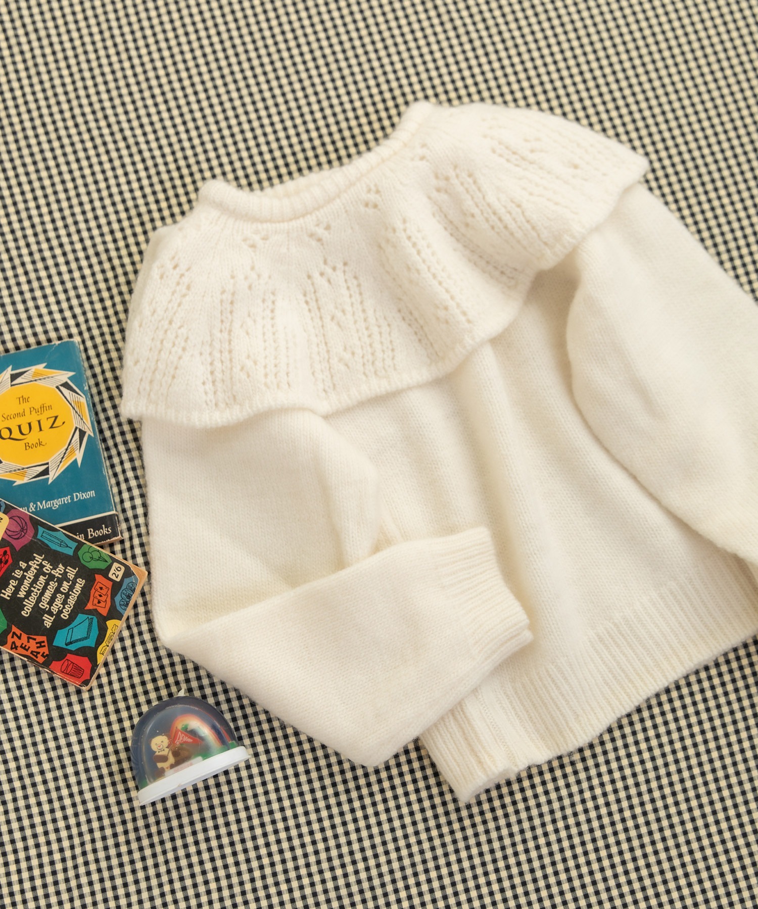 AMBIDEX Store ○1/3Wool 透かし編みケープ襟プルオーバー(F コン