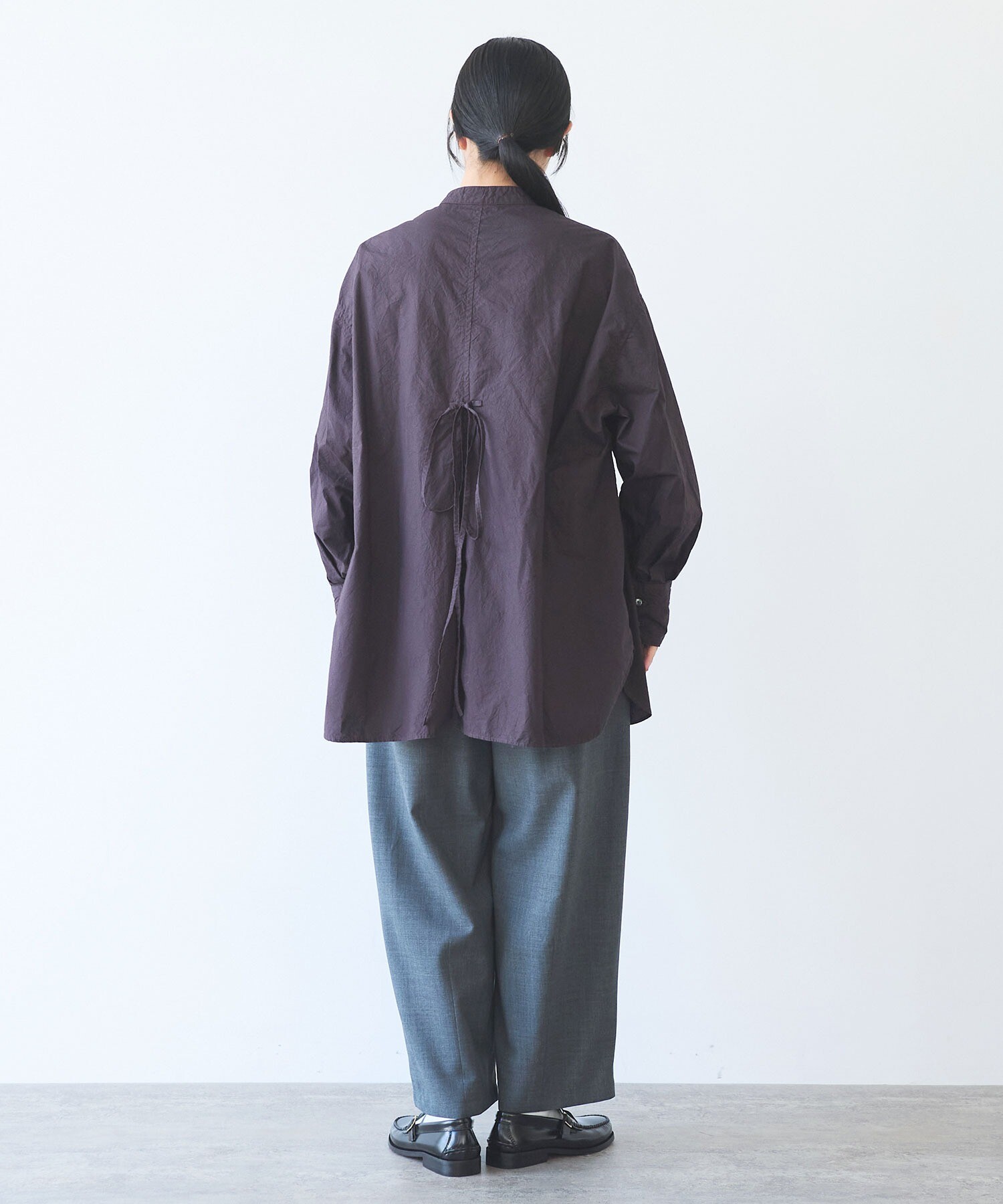 ✨新品タグ付✨近年CLOTH&CROSSローンワッシャーチャーチブラウス リボン AMBIDEX Store ○コットンキャッチワッシャーmoe sleeves バック