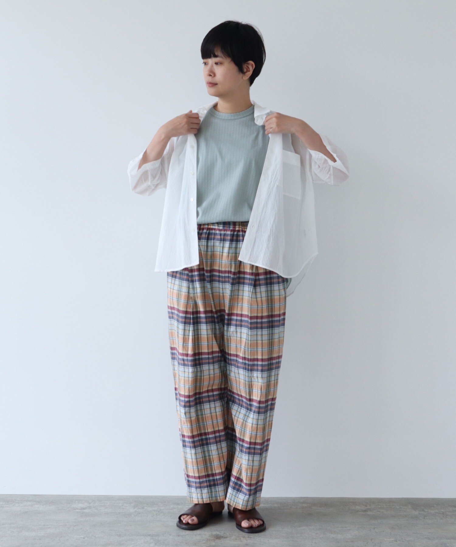 AMBIDEX Store 強撚塩縮コットン ショートシャツ(F グリーン): yuni
