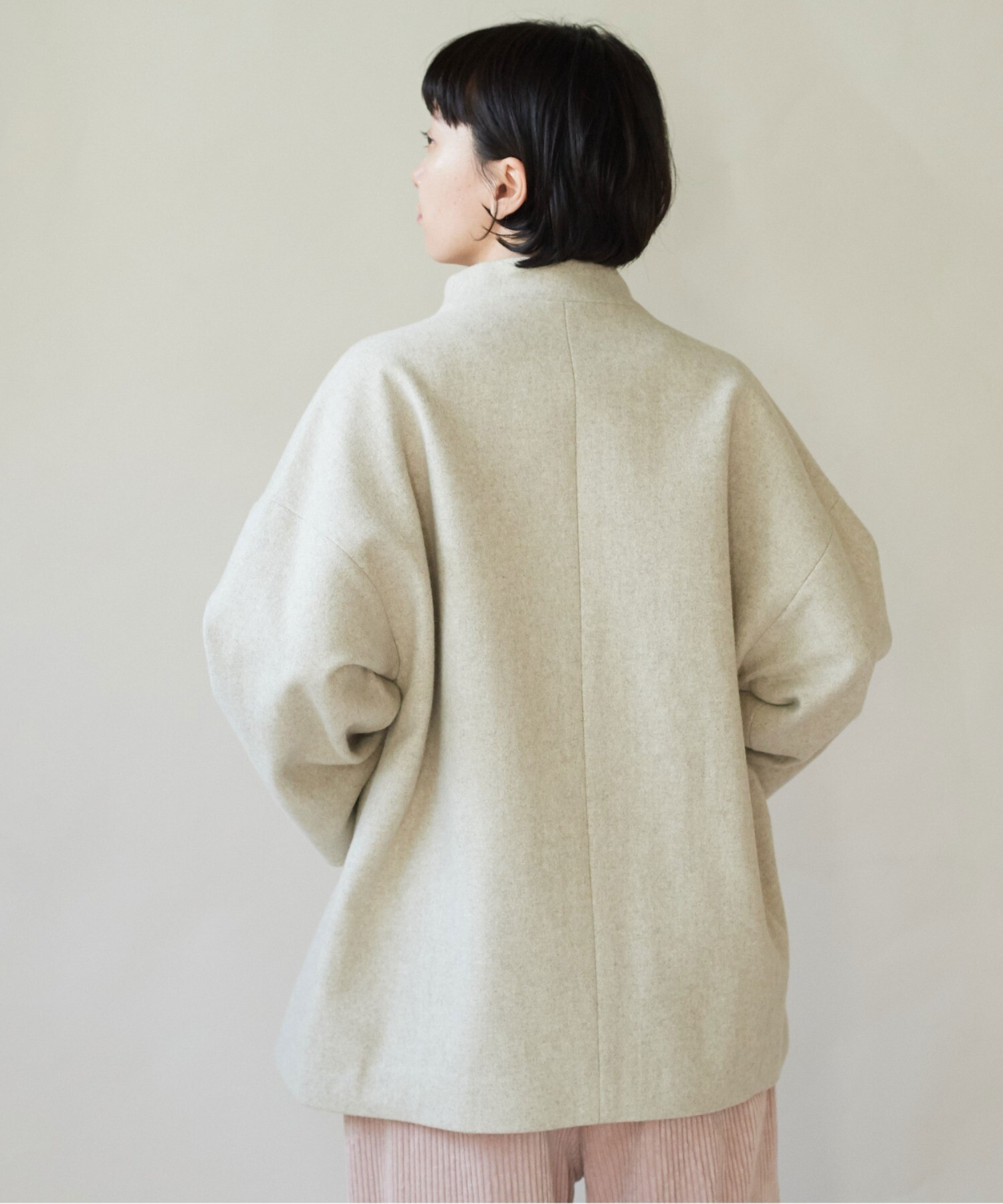 AMBIDEX Store Wool/super100 bottle neck コート(F topベージュ): yuni