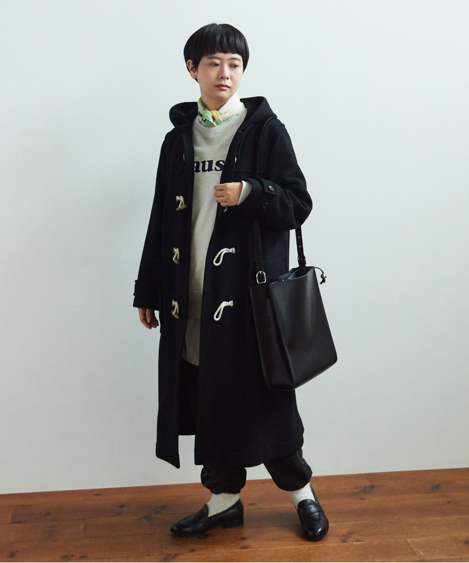 売れ筋】 ☆yuni☆ super100 Wool ロングダッフルコート☆黒