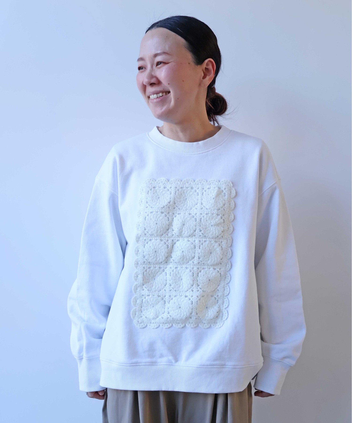 AMBIDEX Store △コットン裏毛レースプルオーバー(F シロ): yuni