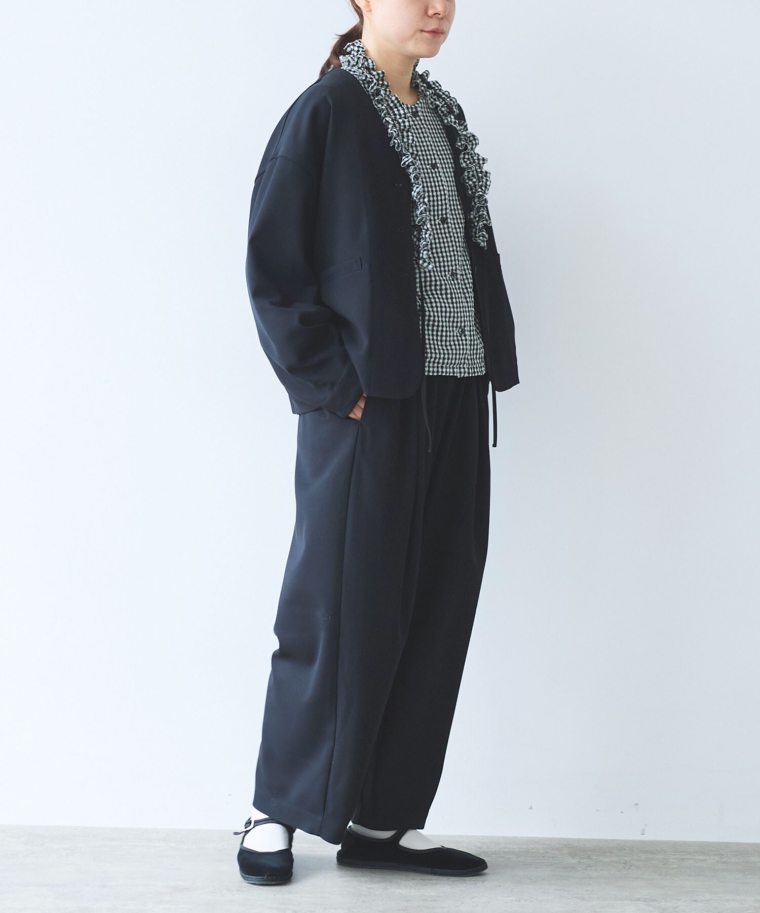 AMBIDEX Store ○レーヨンウール no collar ジャケット(F ダーク