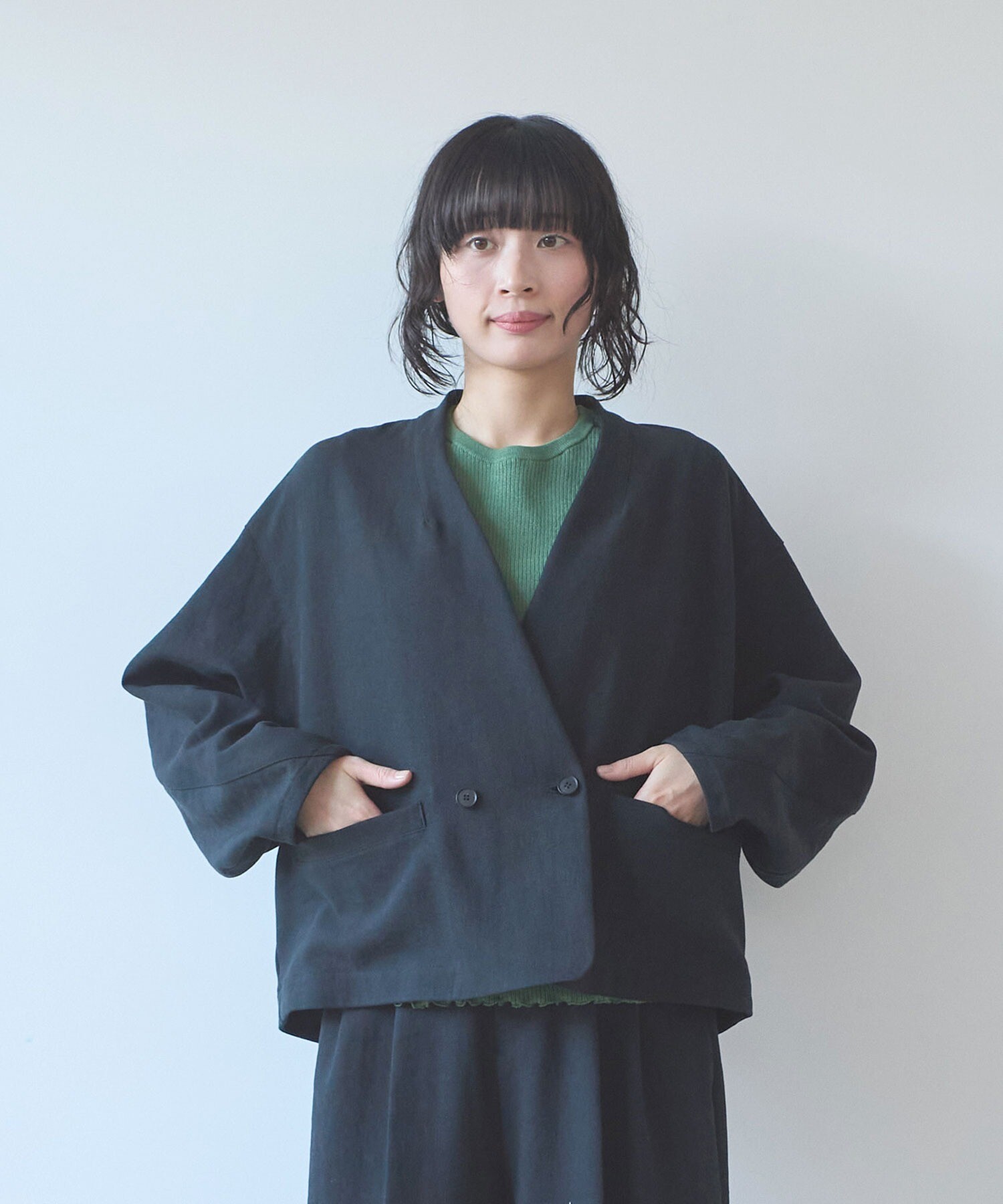 AMBIDEX Store Linen/Polyester double cocoon short ジャケット(F