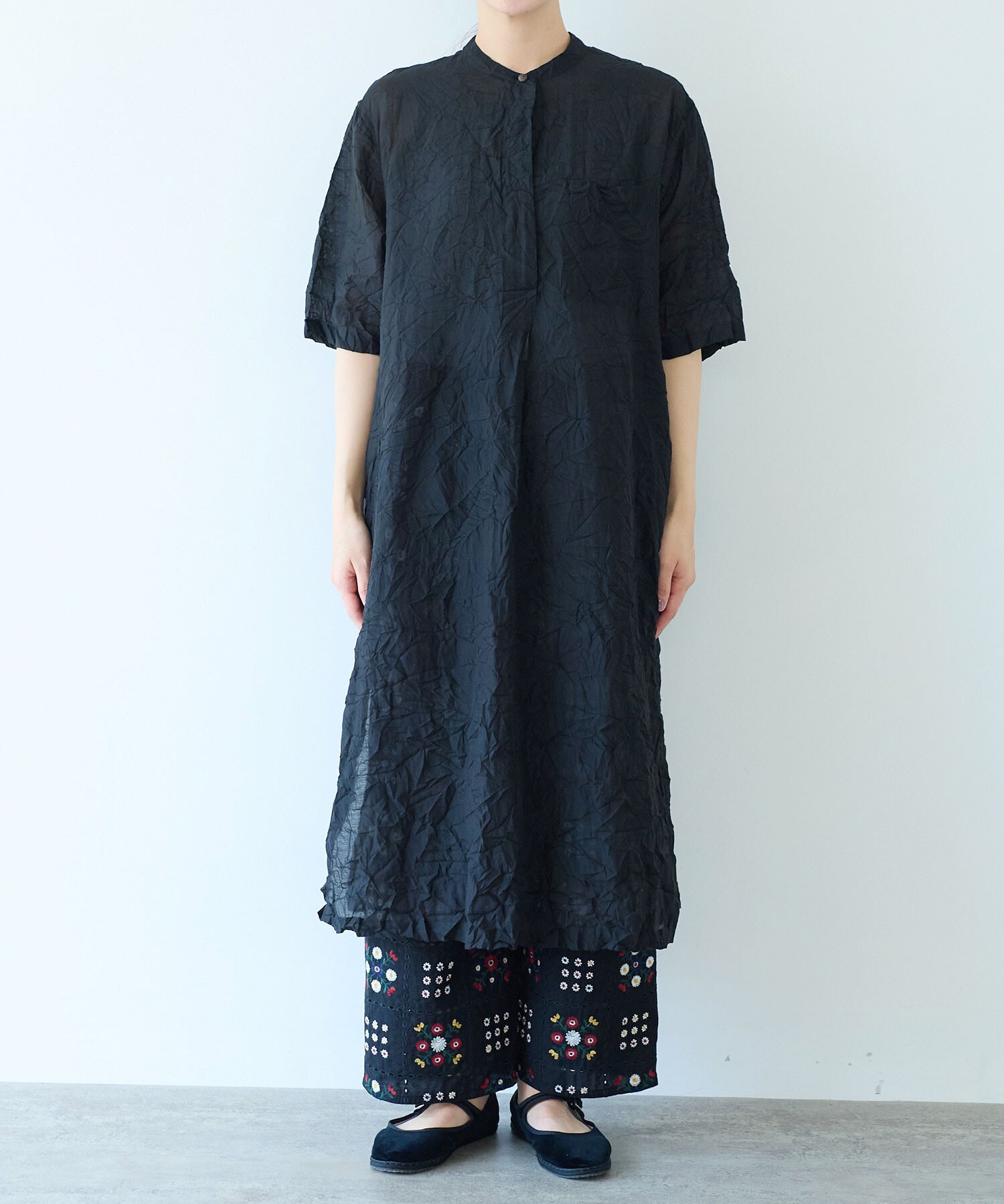 【新品未使用】ホッブス　ドットシャツワンピース AMBIDEX Store △recycle OX 数字刺繍 シャツワンピース(F コン