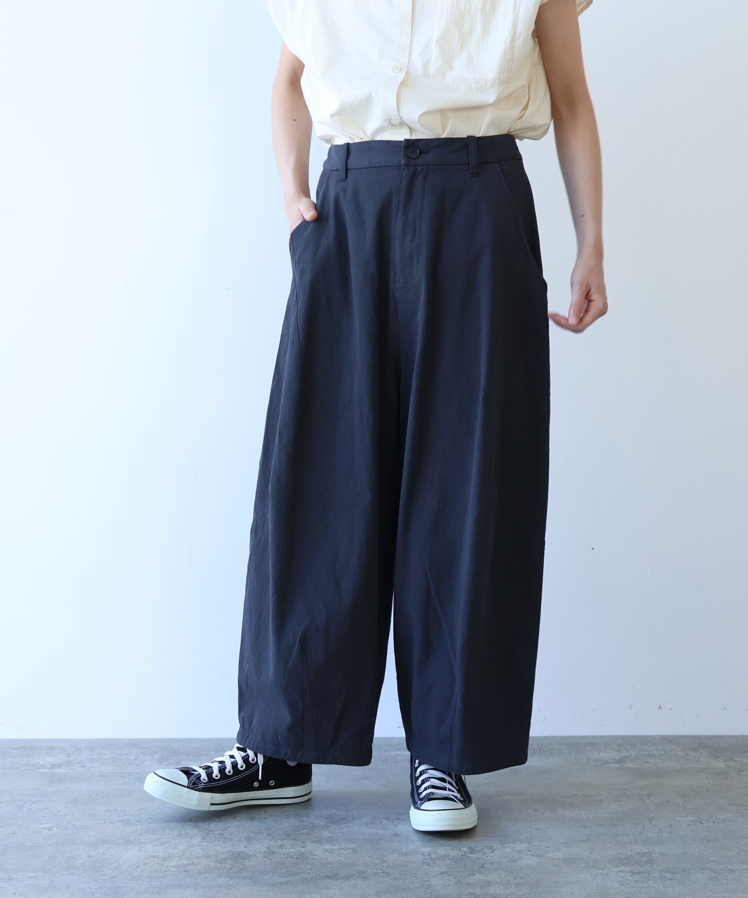 AMBIDEX Store ○強撚コットン近江晒 コクーンパンツ(F カーキ): yuni