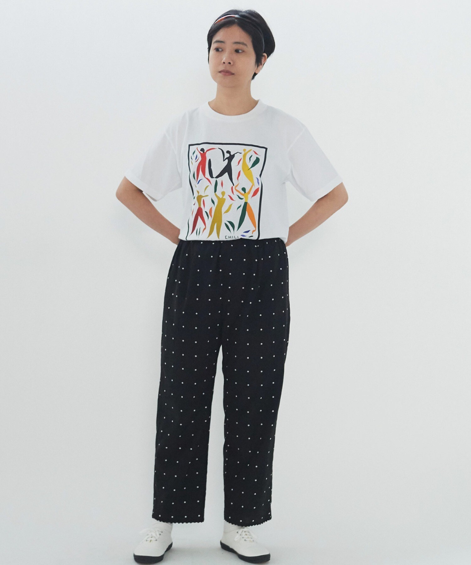 AMBIDEX Store ○コットンキュプラ ドットプリント 裾刺繍 ペチパンツ