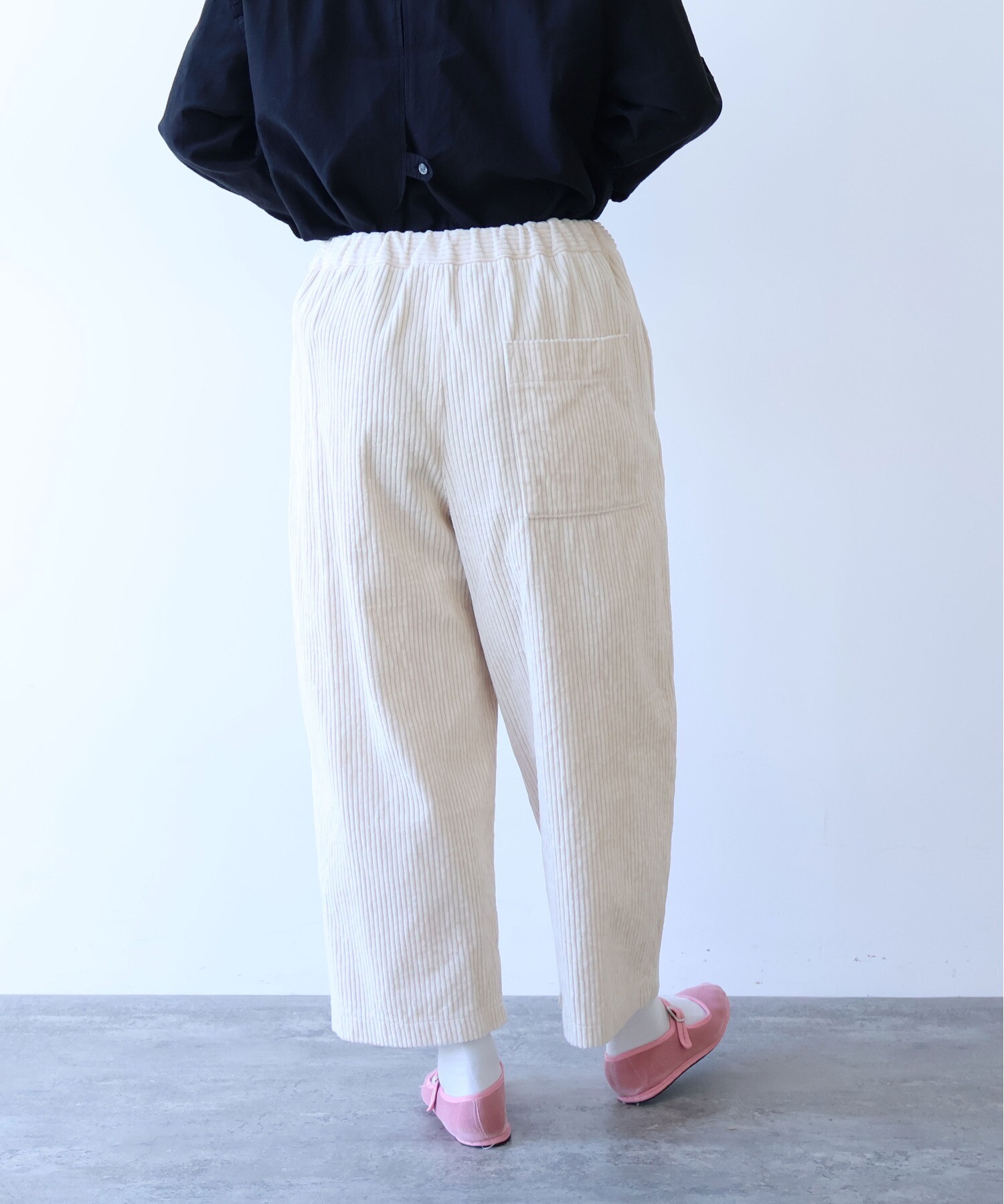 AMBIDEX Store ○コットンコーデュロイ ゴムタックパンツ(F ピンク): yuni