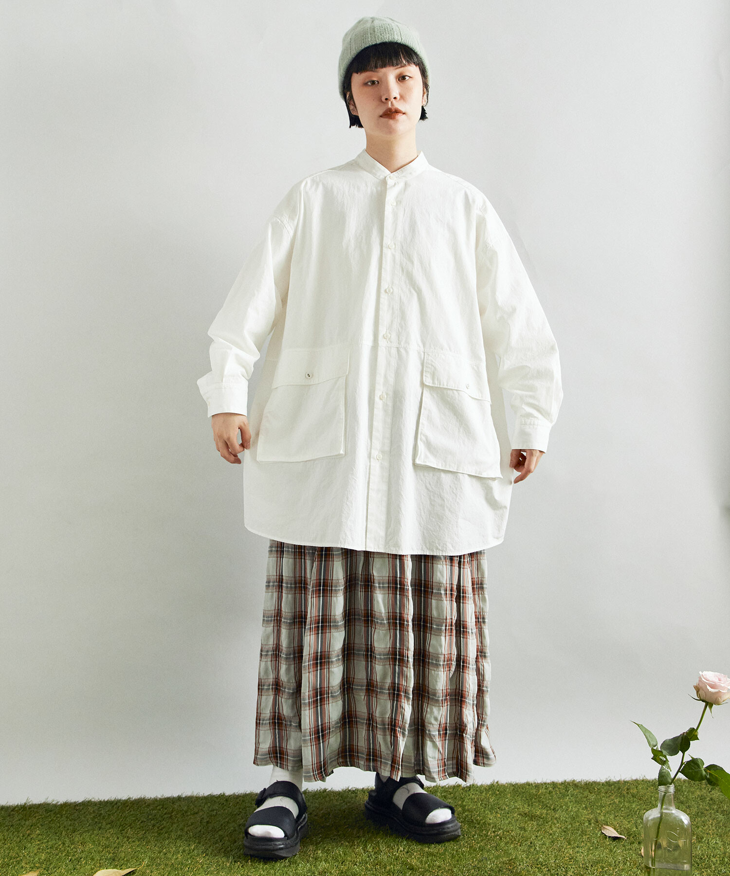 AMBIDEX Store ○ブロード/シャンブレー POCKET PAPA シャツ(F WHITE): FLAT-cic-HATENA