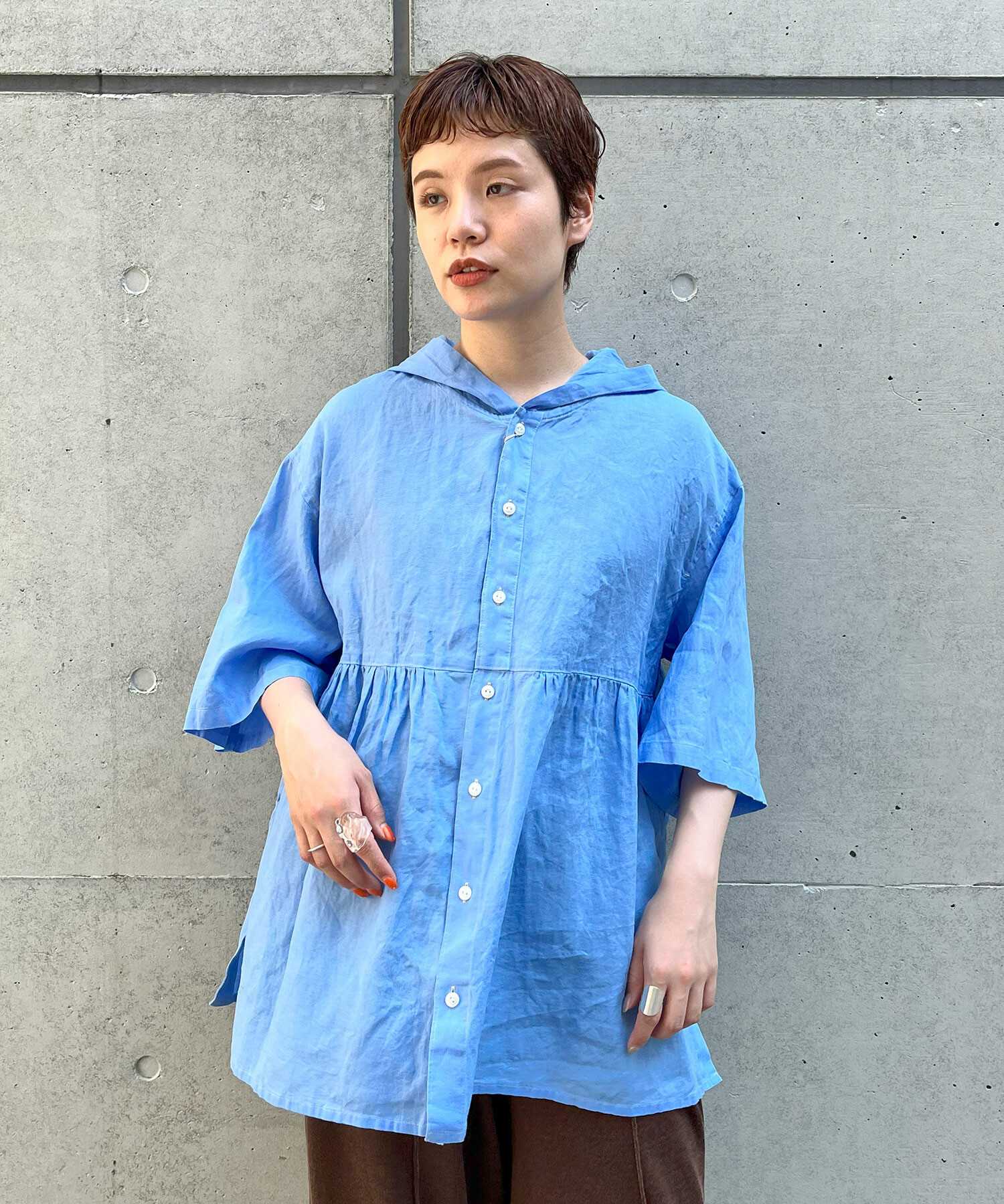 THREEFACE ブラック ベトシャツ フレッドペリー シャツ ブラウス[品番：AXEB0032778]｜AXES