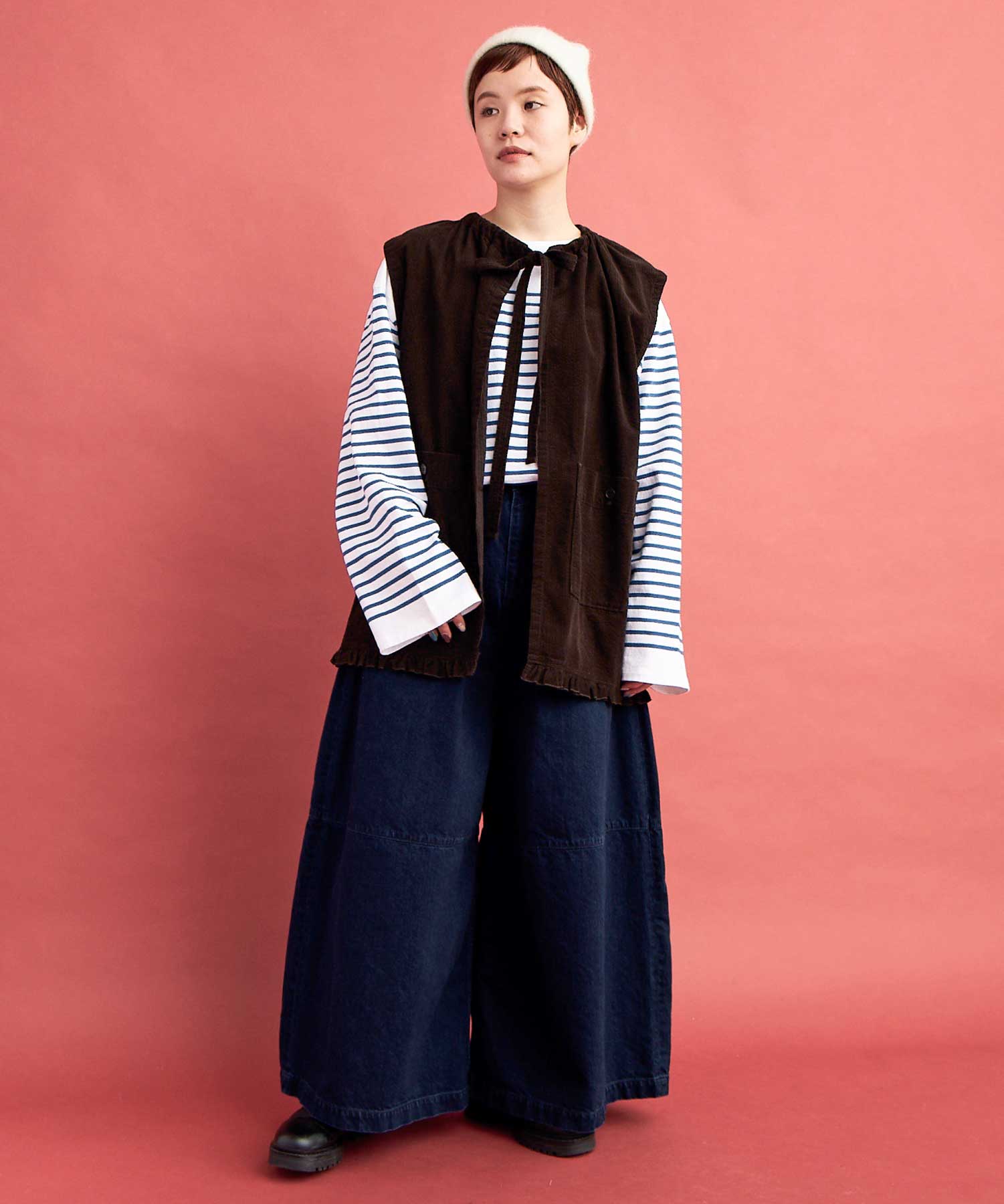 AMBIDEX Store ○VINTAGE RIPPLE SMOCK ベスト(F IVORY): buoybuoy