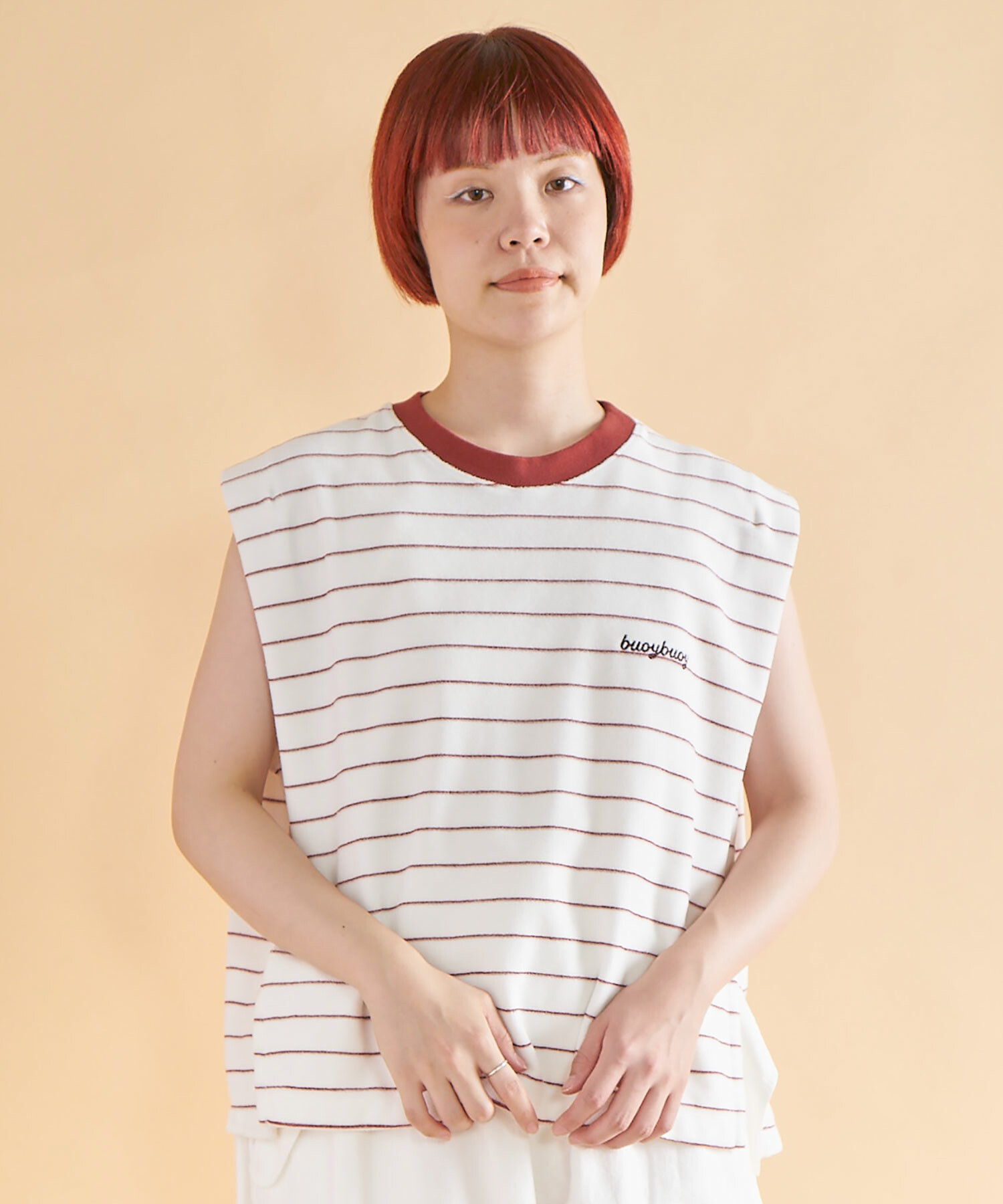AMBIDEX Store ○pil border MINI プルオーバー(F WHITE×RED): FLAT 