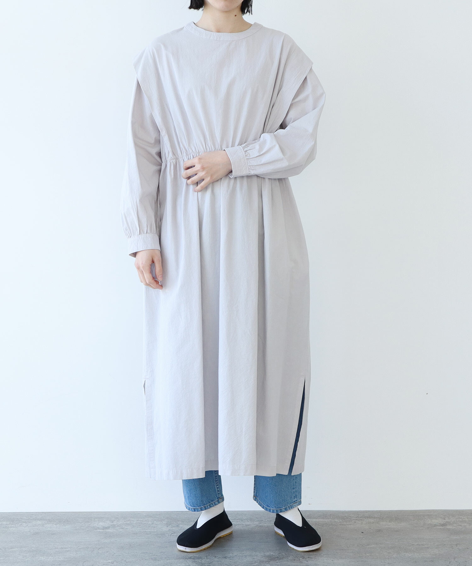 AMBIDEX Store ○kapok製品染 typewriter SMOCK ワンピース(F 