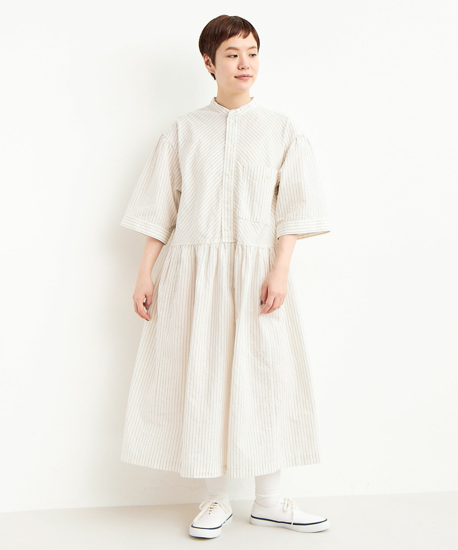 AMBIDEX Store ○ORGANIC コットン/リネン シャツドレス(F BLUE AMBIDEX Store ○ORGANIC コットン/リネン シャツドレス(F BLUE