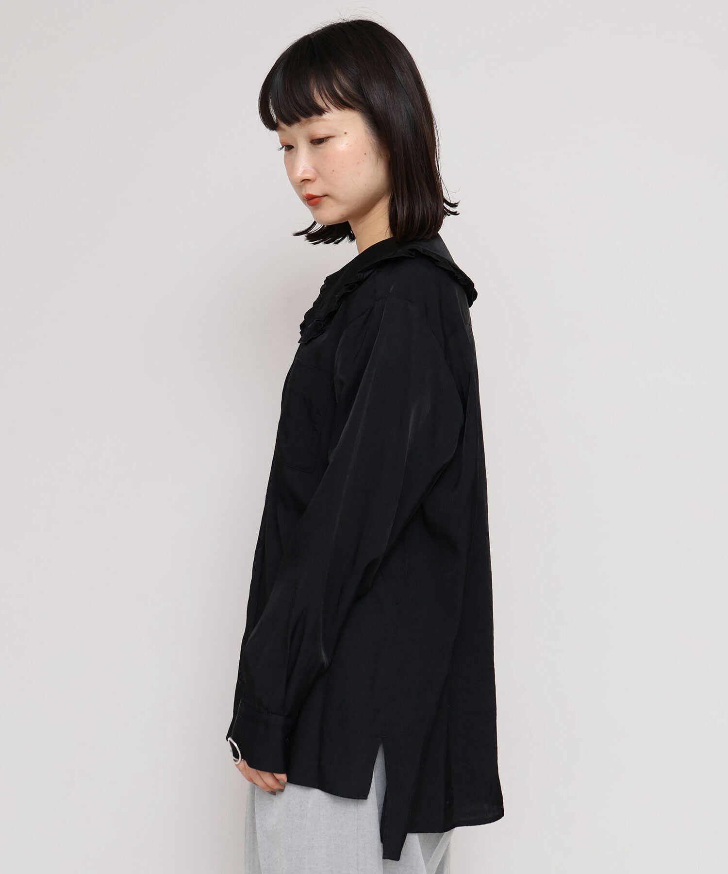 AMBIDEX Store キュプラコットンサテントリプルワッシャー フリル