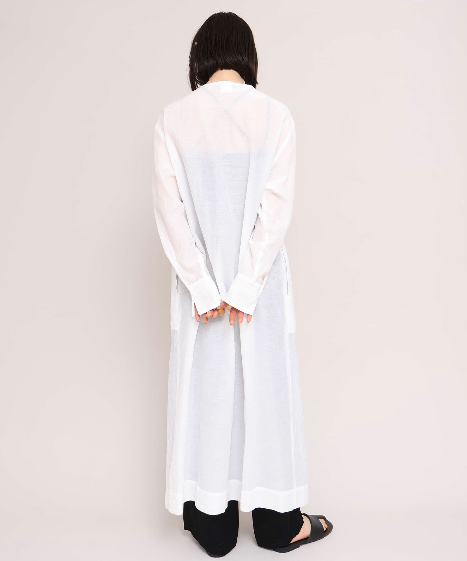 AMBIDEX Store キュプラコットンリネン桐生シワ ロング ワンピース(F