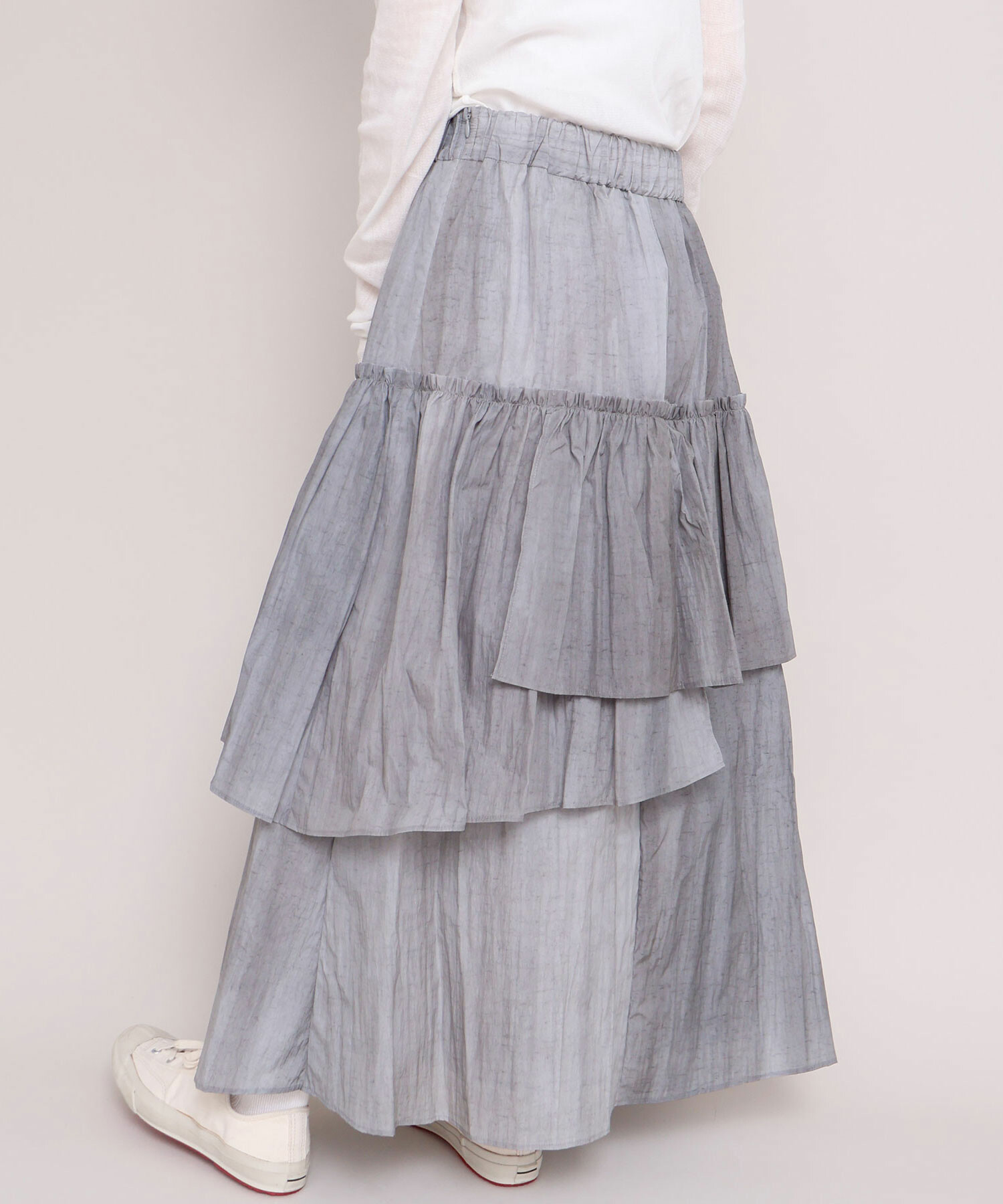 AMBIDEX Store 〇ナイロンタフタ流し染め アシメティアード スカート(F