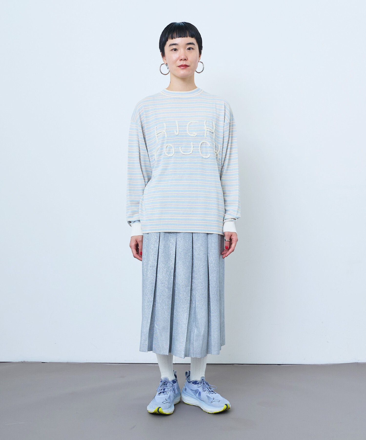 AMBIDEX Store 〇METALIC PLEATS ロングスカート(F GRAY): FLAT