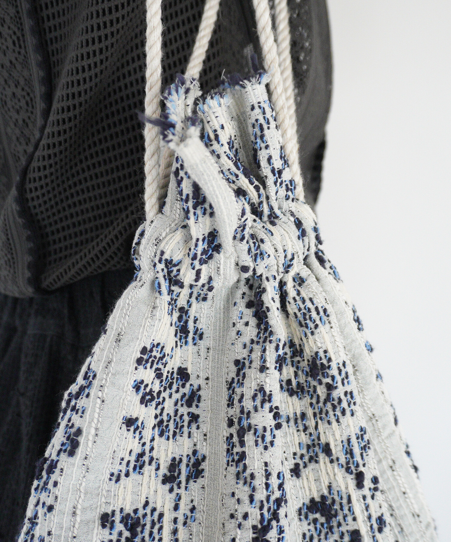 AMBIDEX Store 〇mix yarn jacquard 巾着バッグ(F ピンク): FLAT
