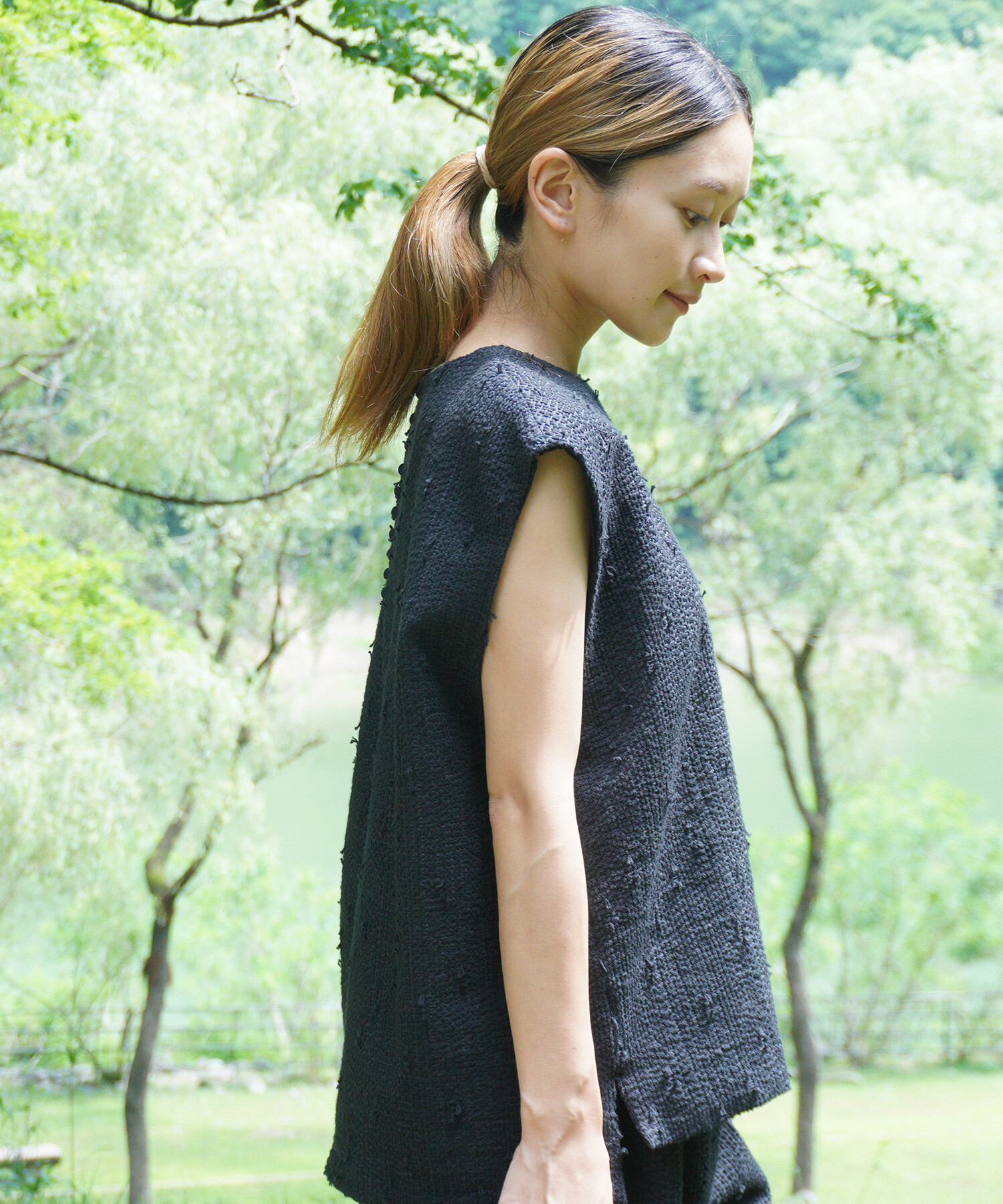AMBIDEX Store 〇sashiko jacquard ベスト(F チャコールグレー