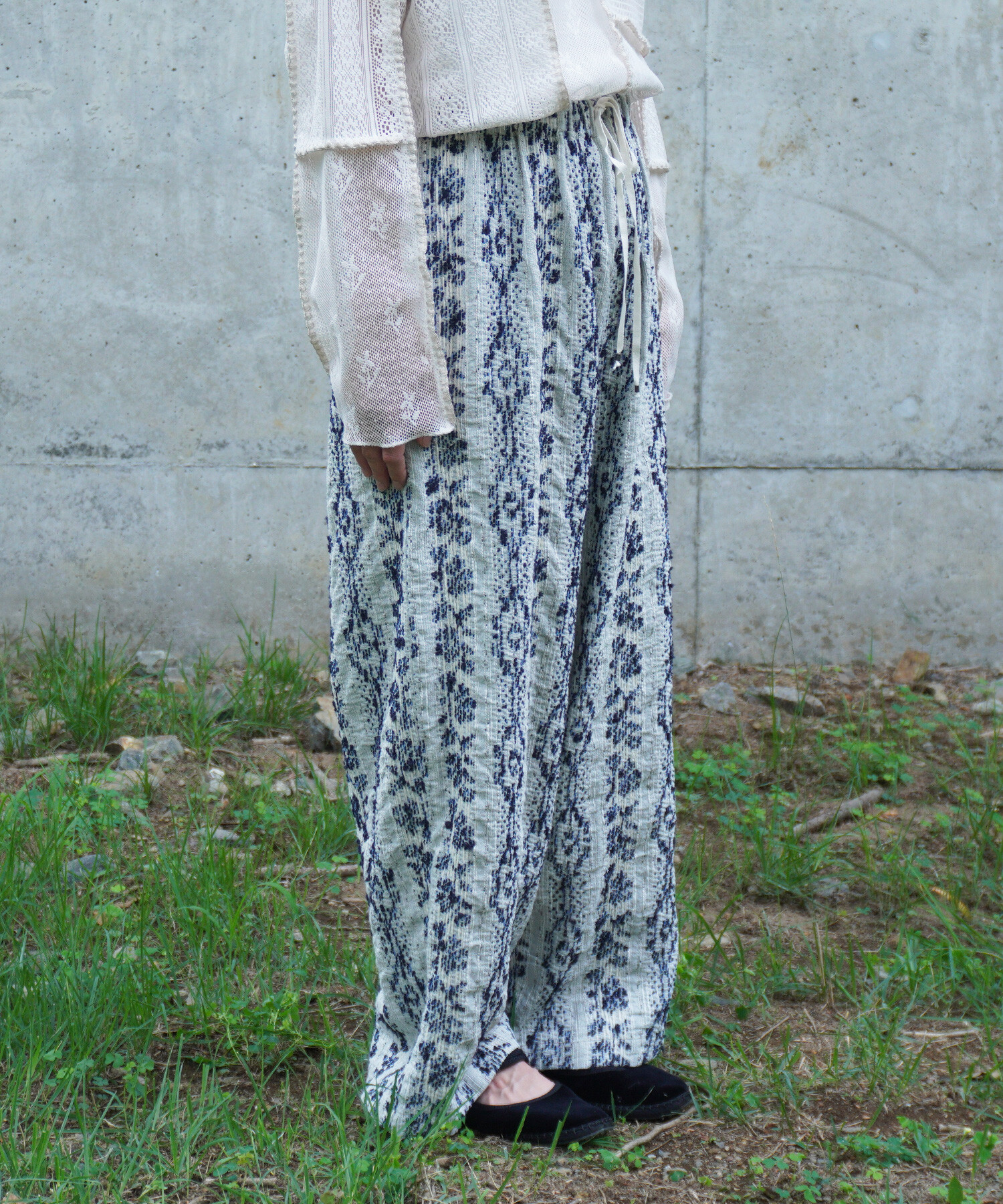calico インド　アジュラックロンパンツ　M 赤 AMBIDEX Store △〇kanthaジャカード ギャザーパンツ(F ベージュ