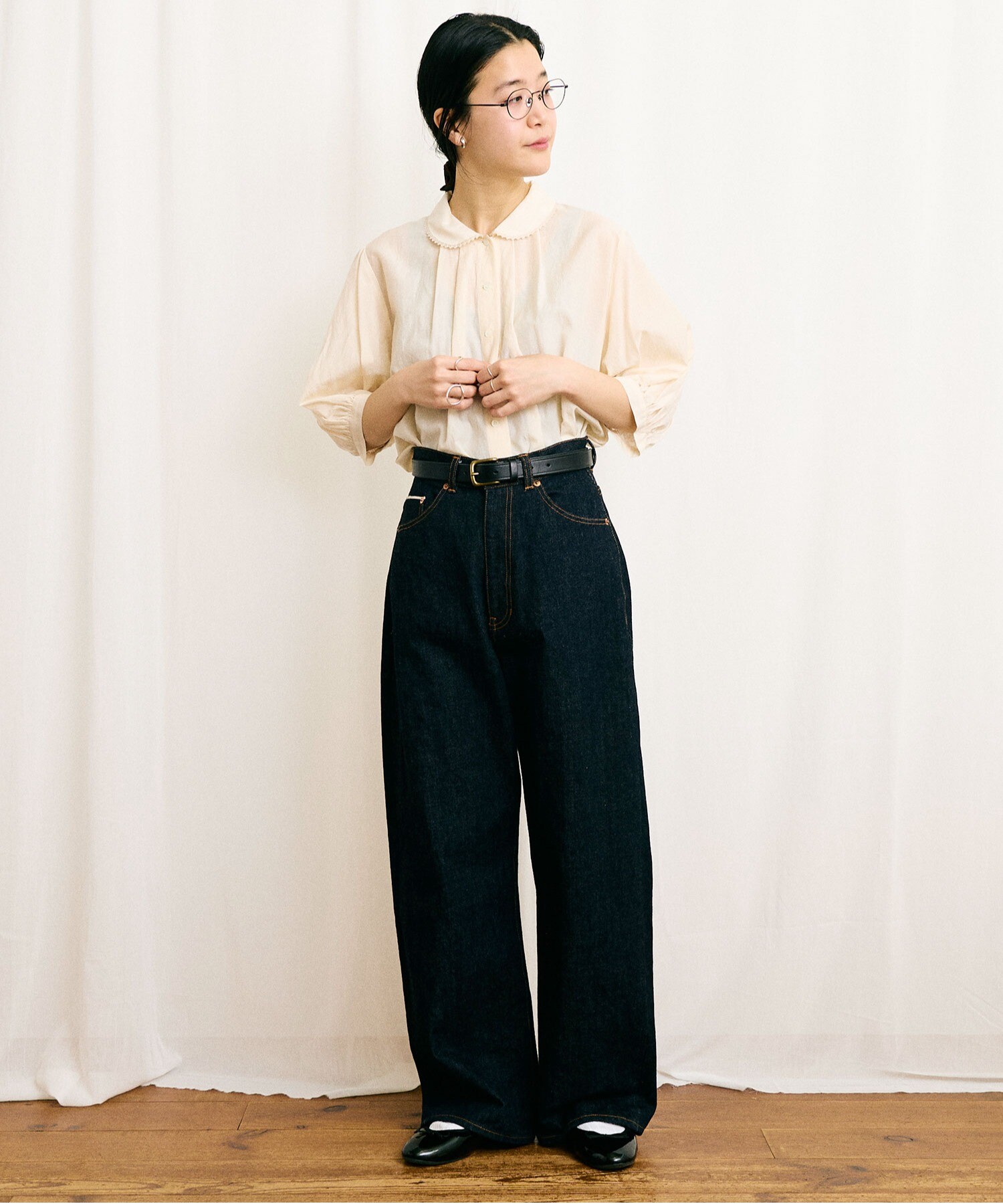 AMBIDEX Store 【予約販売】〇Cotton cupra washer Daisy blouse
