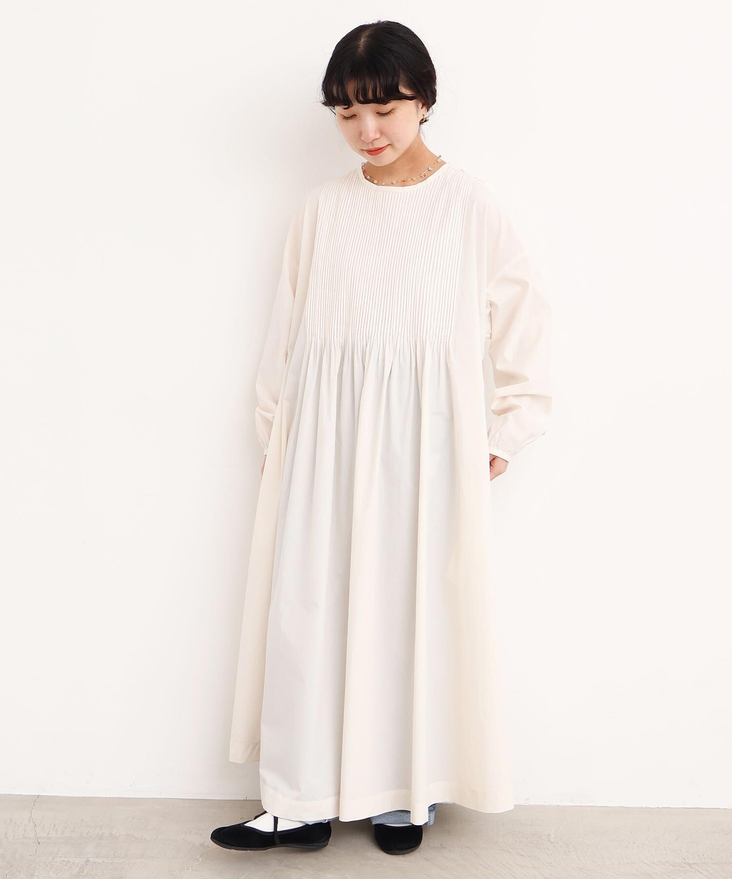 バスクシャツみたいなピンタックワンピース 7301OP001261S12.jpg