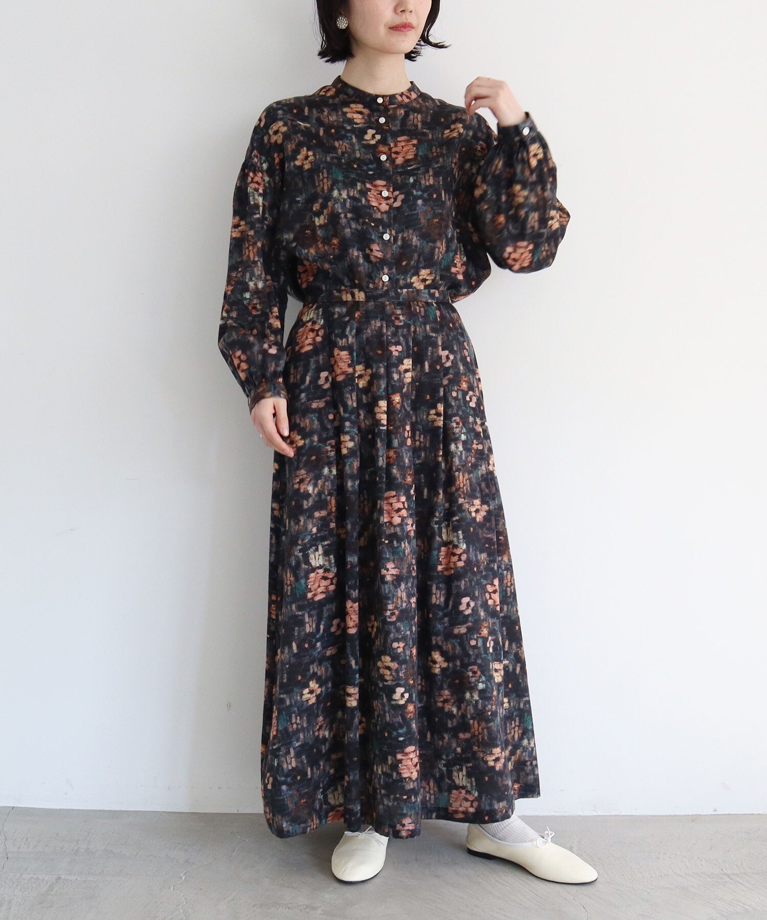 AMBIDEX Store ○花壇のおはな レンガプリントスカート(F クロ): l 