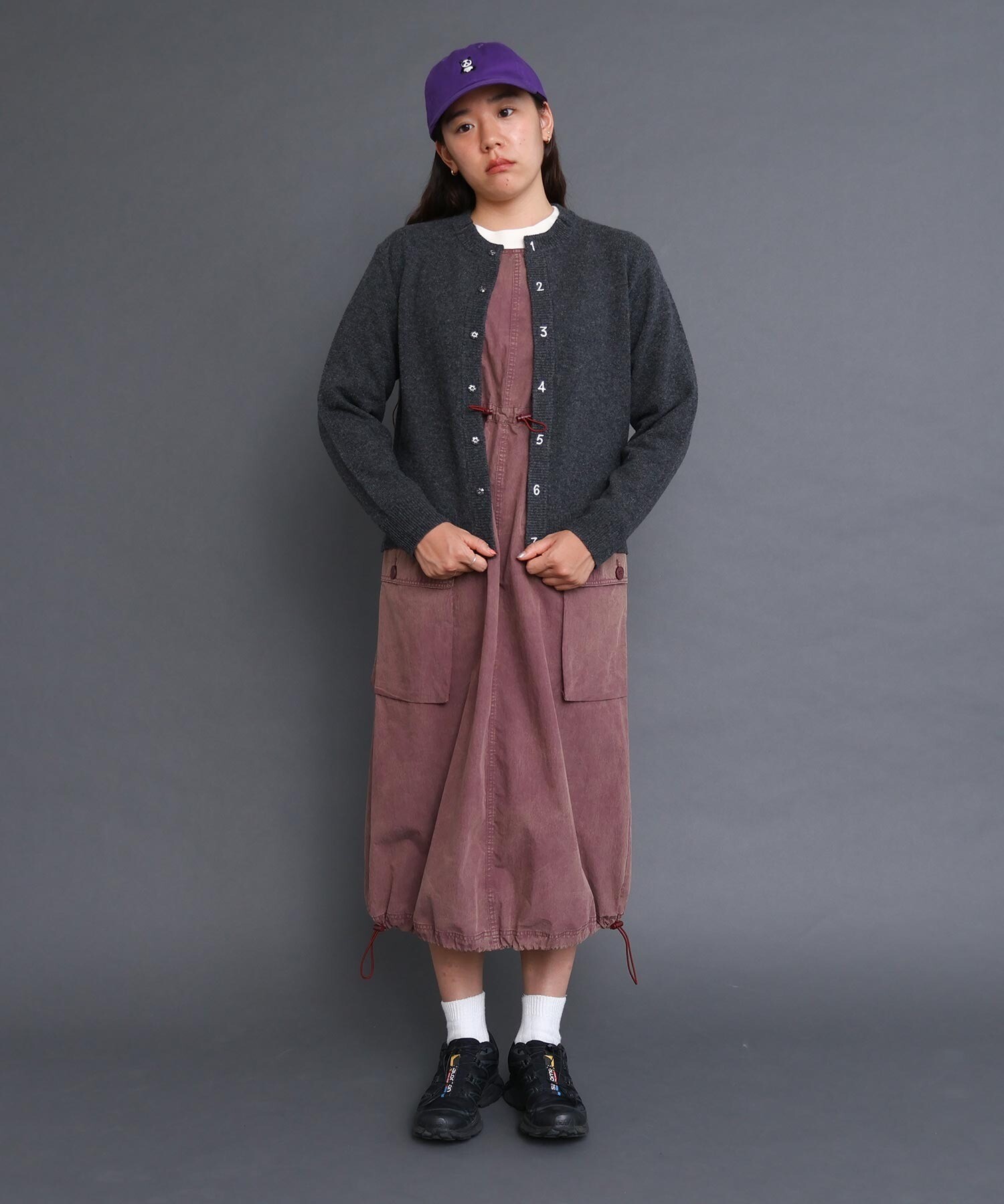 KAURI49762点 AMBIDEX Store △数字刺繍 クルーカーディガン(F ピンク): l