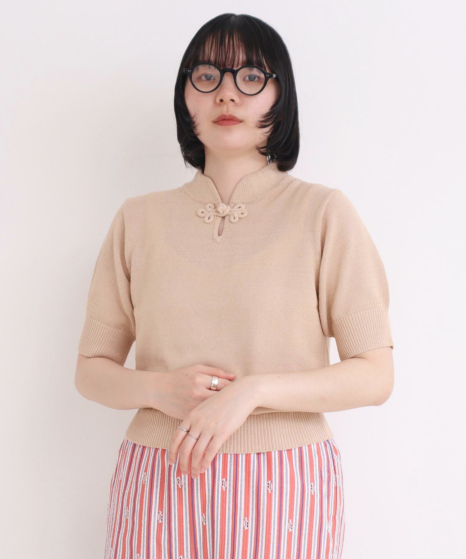 AMBIDEX Store △〇COTTON NYLON 華釦 半袖プルオーバー(F