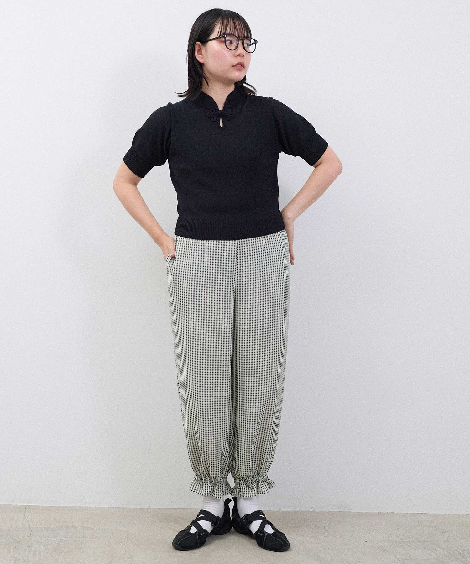 I am I in fact... SATIN SOCCER ギンガムパンツ I am I in fact（アイアムアイインファクト）の「SATIN