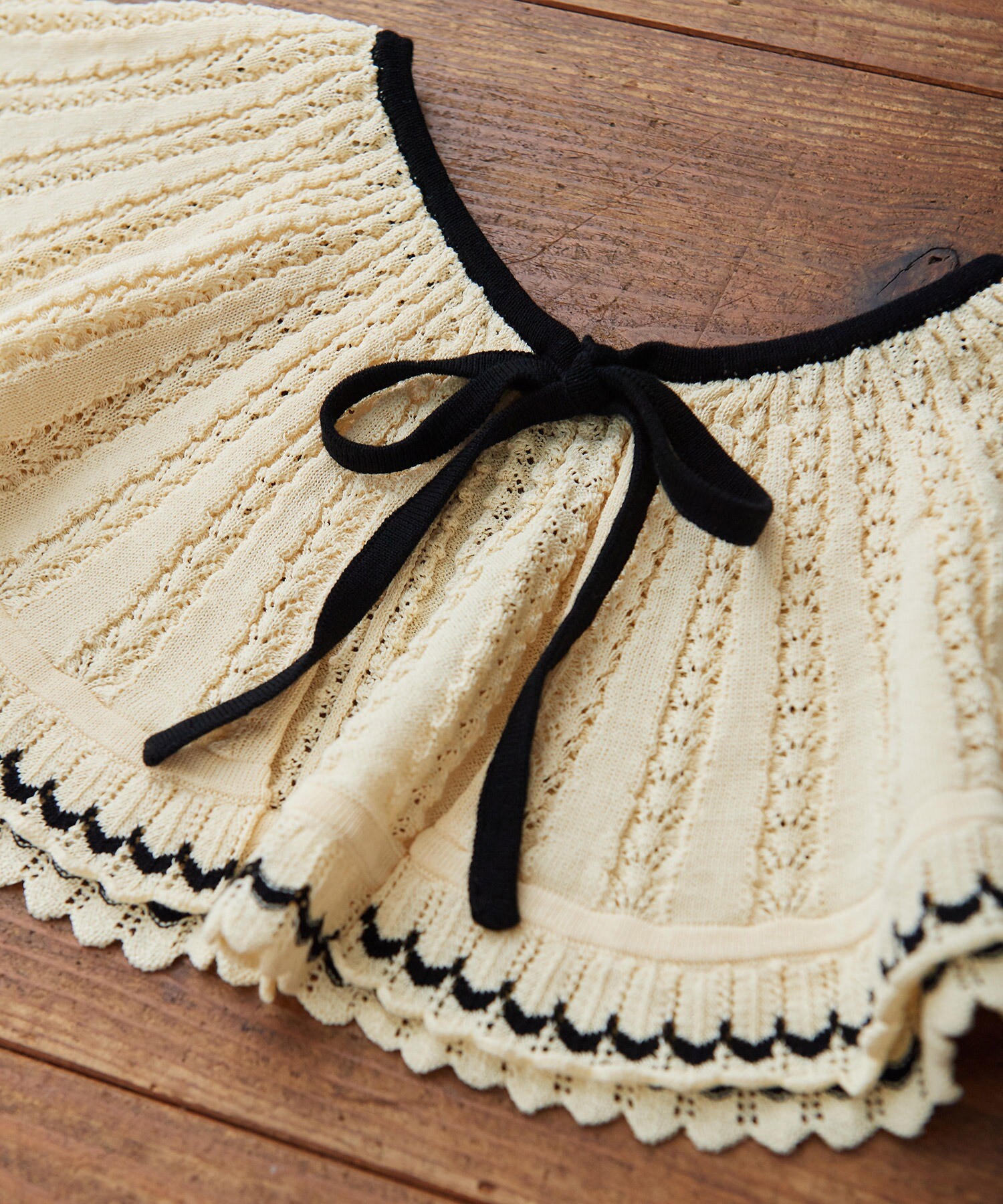 ☆手編み 可愛い模様編みのつけ襟☆ベージュ セール 激安オンライン