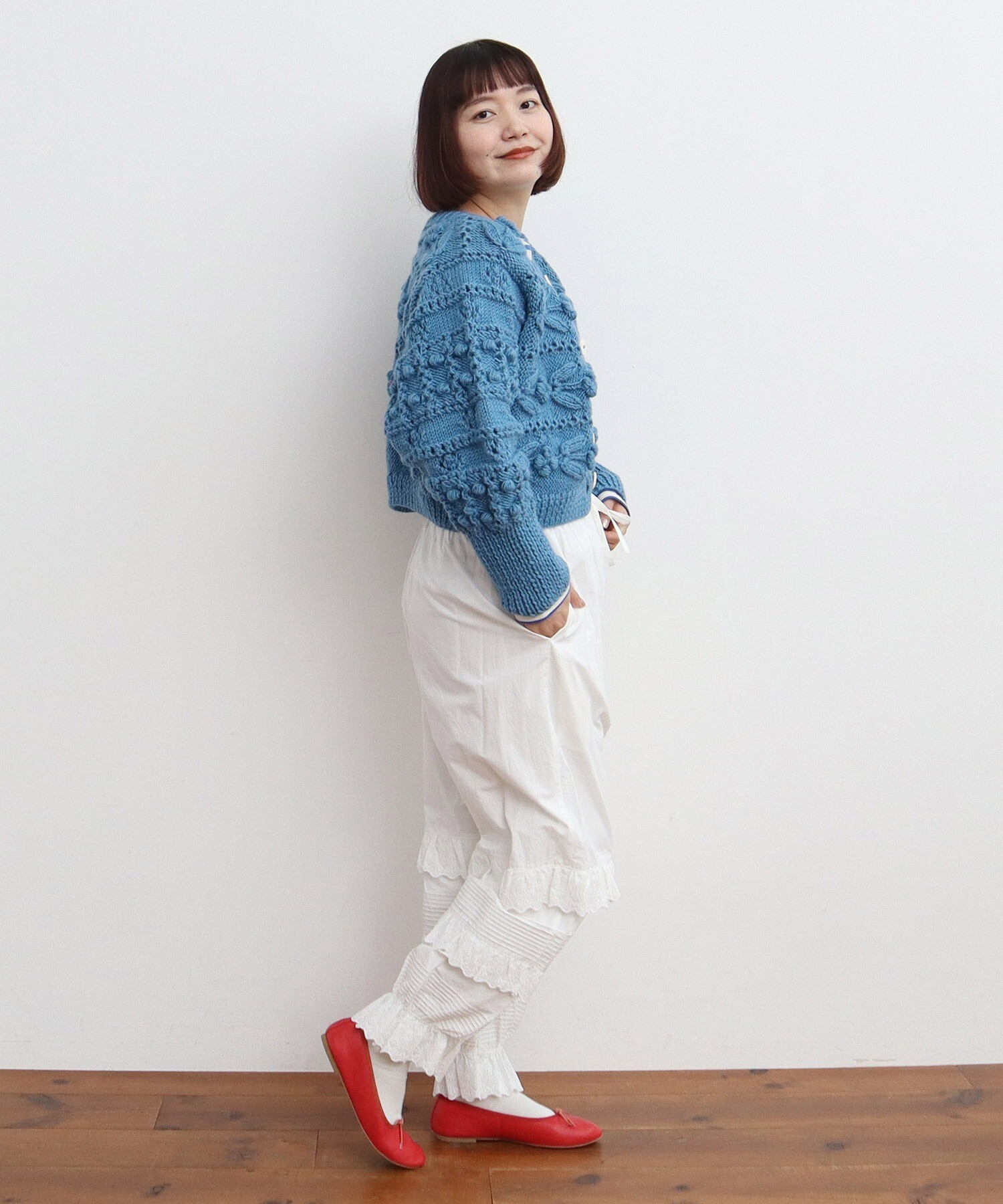 ネパールギルボックス もよう編みショートカーディガン