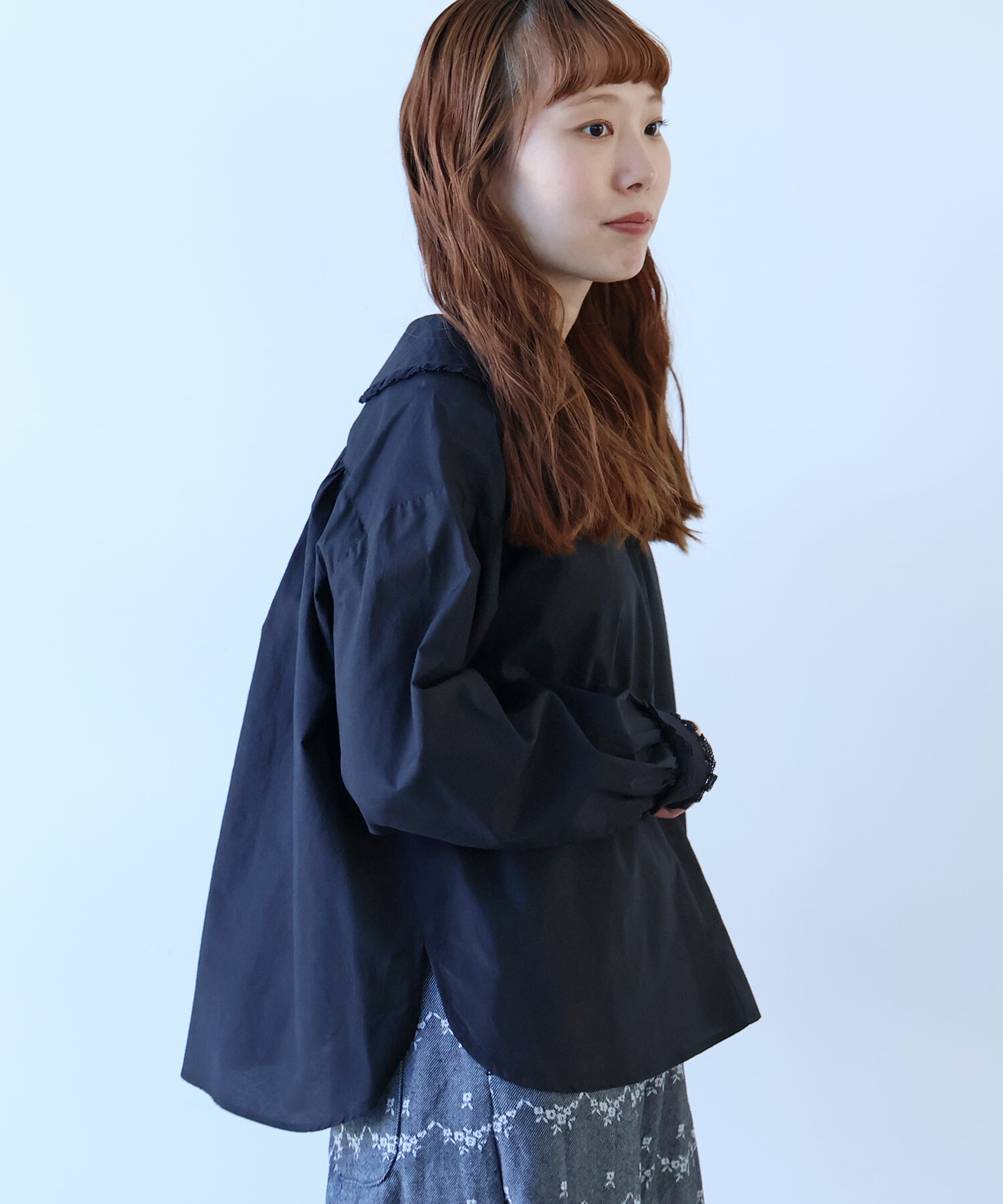 ブラウス シャツ コットン/シルク lace フリル衿ブラウス レディース AMBIDEX Store 【予約販売】〇 コットン / シルク lace フリル襟