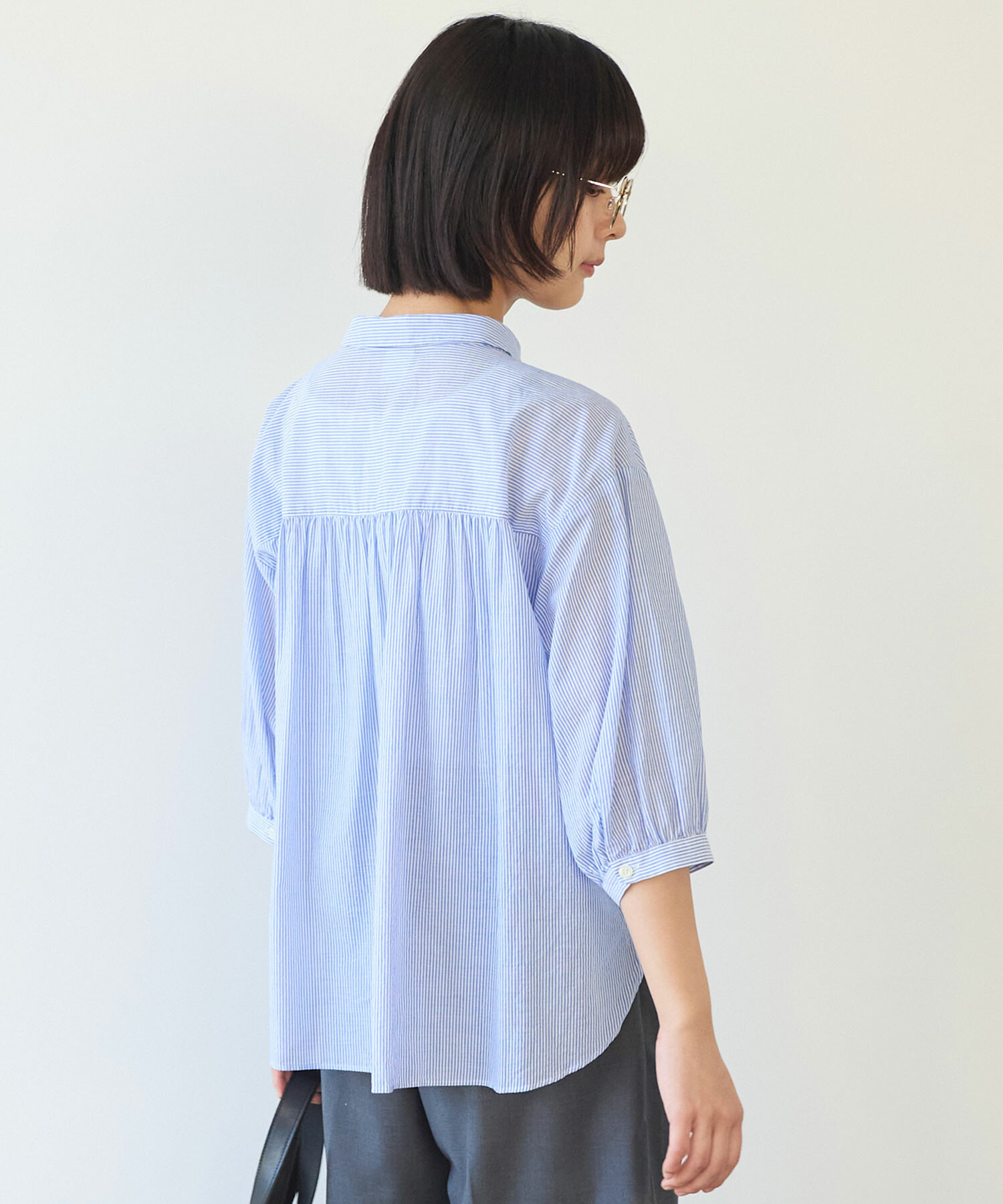 BURBERRY◆長袖ブラウス/40/シルク/BLU/ストライプ/8071030 BURBERRY(バーバリー) / 長袖ブラウス/40/シルク/BLU/ストライプ