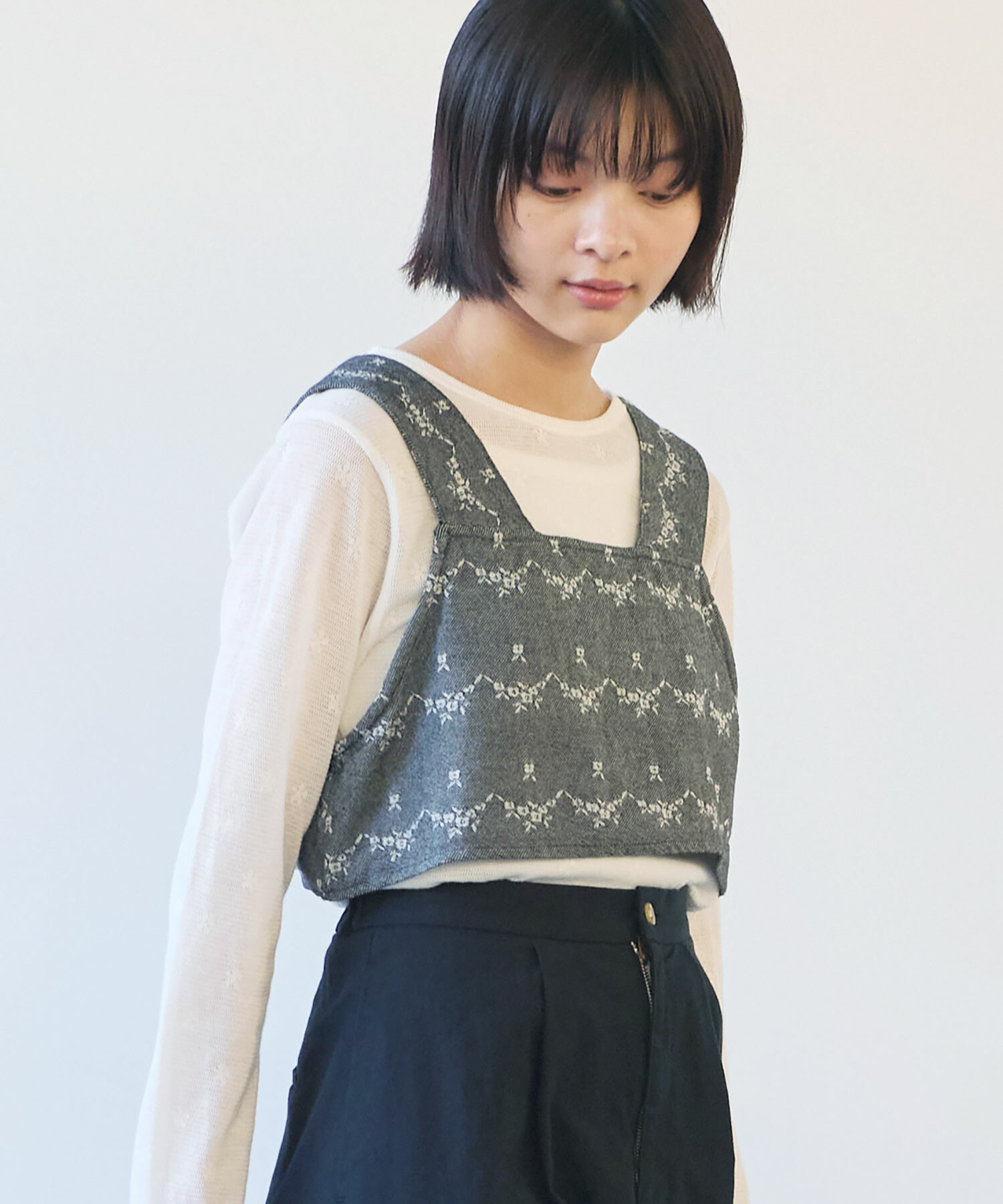 紅花でベスト terrace ベスト ジレ バックフリルヘムショートテーラードベスト