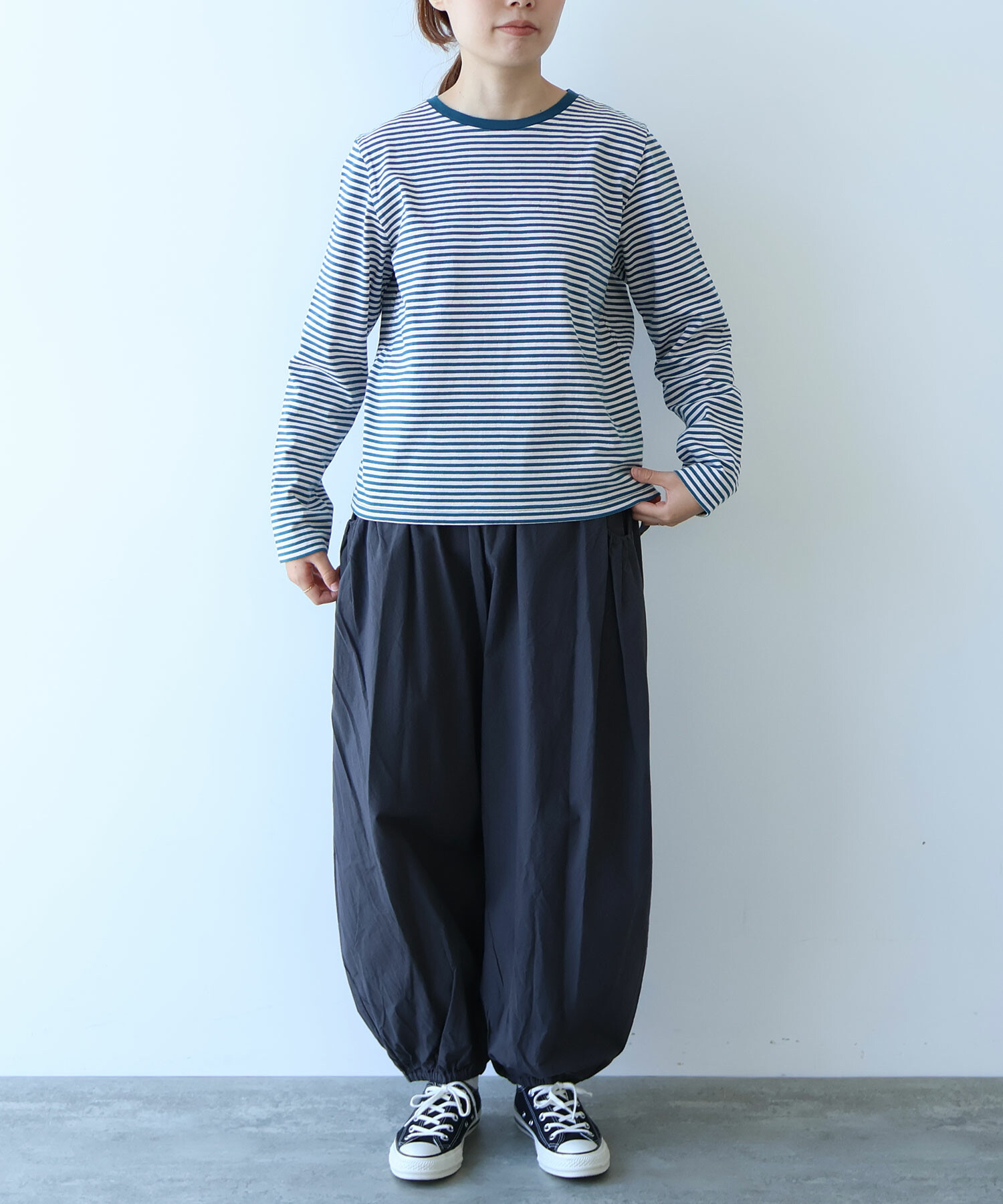 AMBIDEX Store vintage border Tシャツ(F オレンジ×アオ): bulle de savon