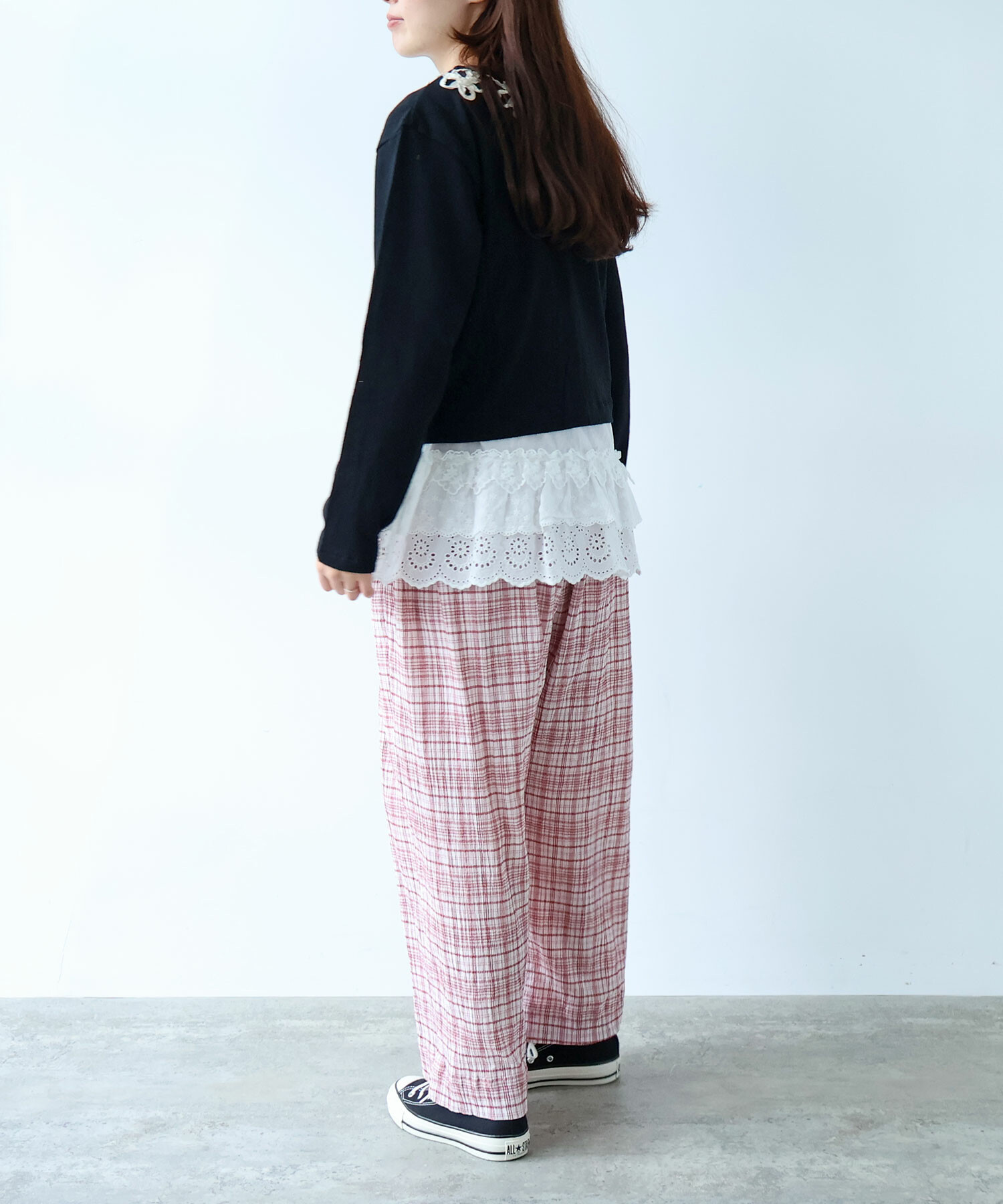 AMBIDEX Store △〇 くるくるはなテープ刺繍 カーディガン(F クロ