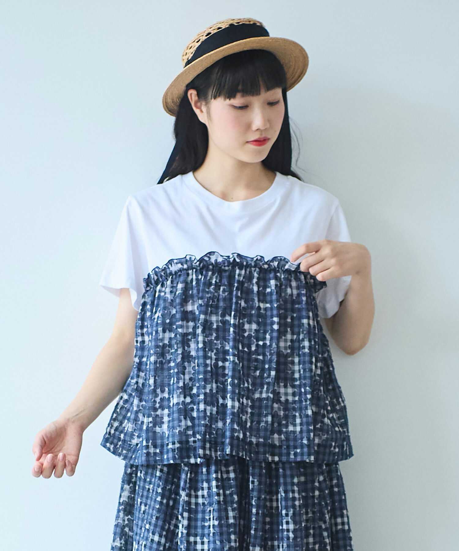 AMBIDEX Store 〇gingham×hana opal Tシャツ(F コン): bulle de