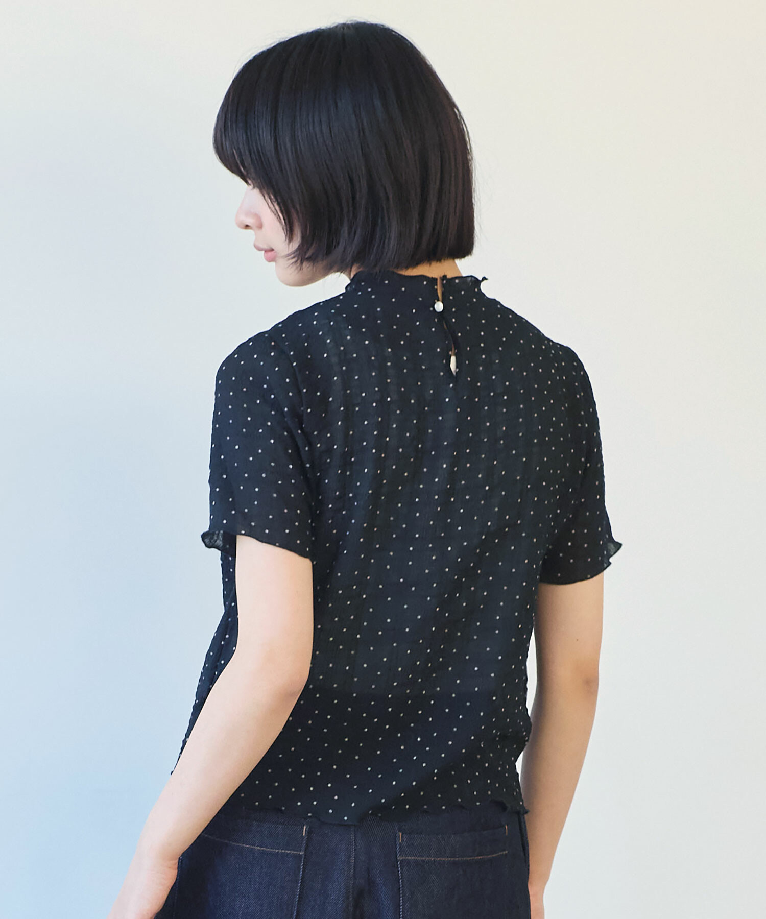 tシャツ syuwa syuwa dot ハイネック半袖プルオーバー レディース AMBIDEX Store △〇 syuwa syuwa ドット ハイネック半袖プル