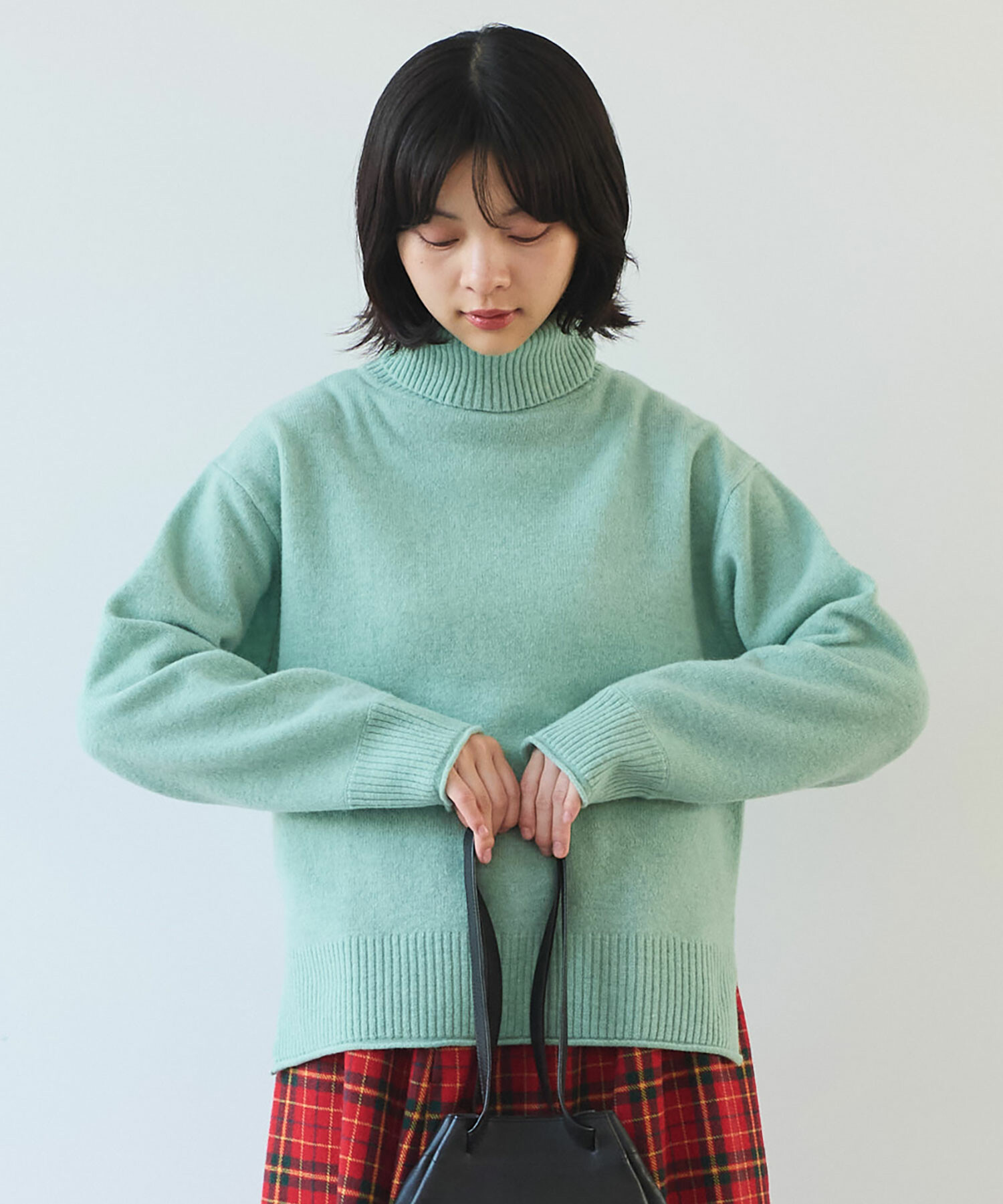 AMBIDEX Store 〇 ジーロンラム タートルネック プルオーバー(F ミント