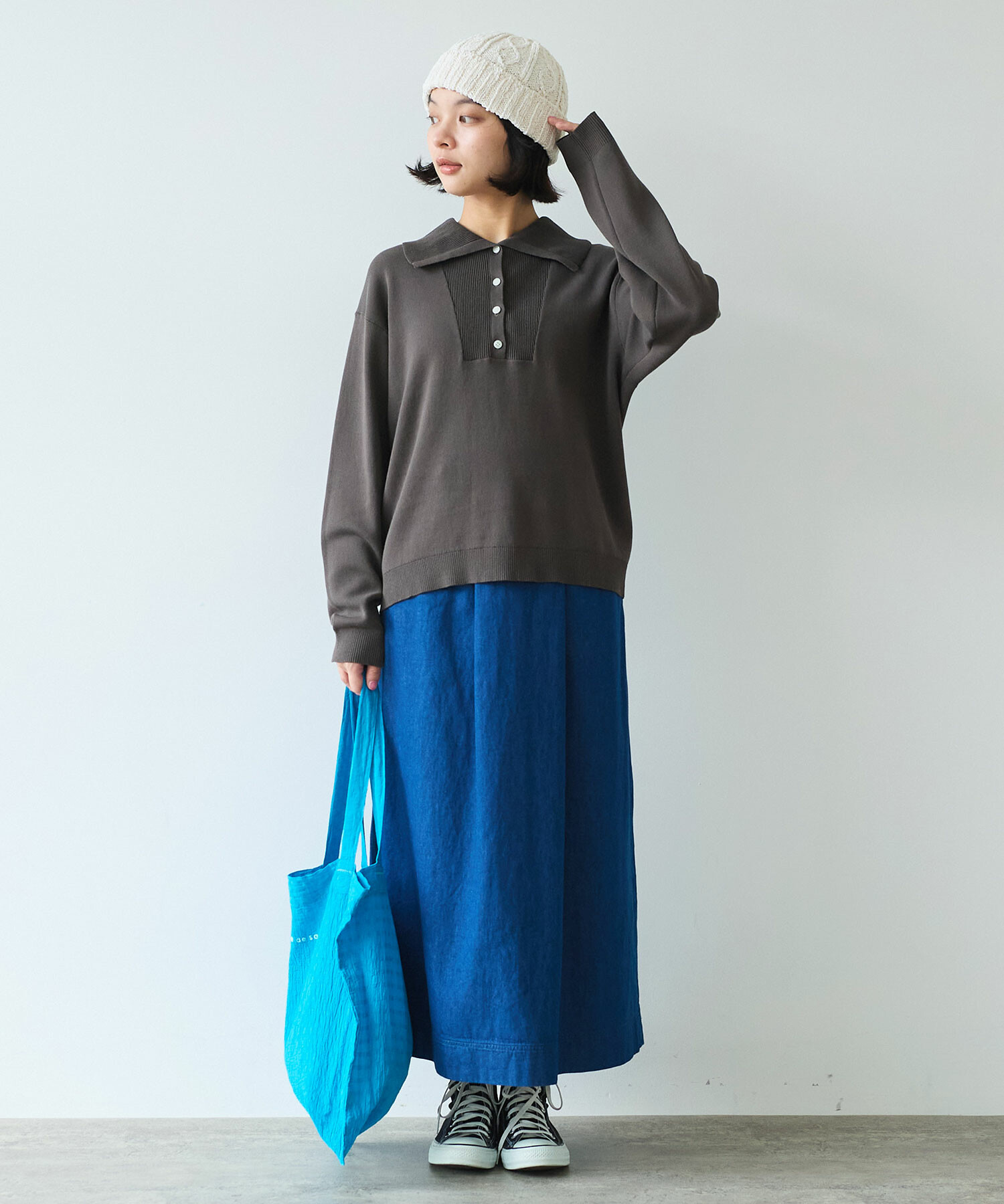 AMBIDEX Store △〇 14G mochi mochi cotton プルオーバー(F ブルー