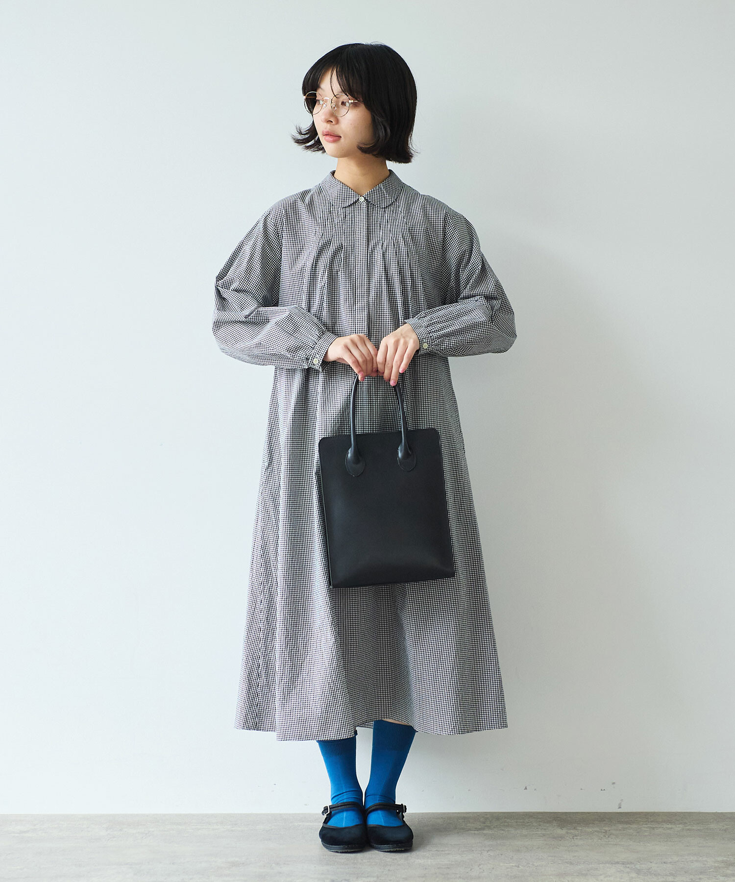AMBIDEX Store 〇 basic cotton タックワンピース(F アオ): bulle de savon