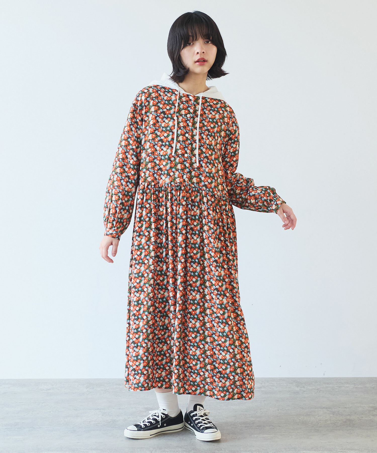 プリント柄★ポプリン★ワンピース★ OSCAR DE LA RENTA ZARA☆プリント柄ポプリンワンピースL